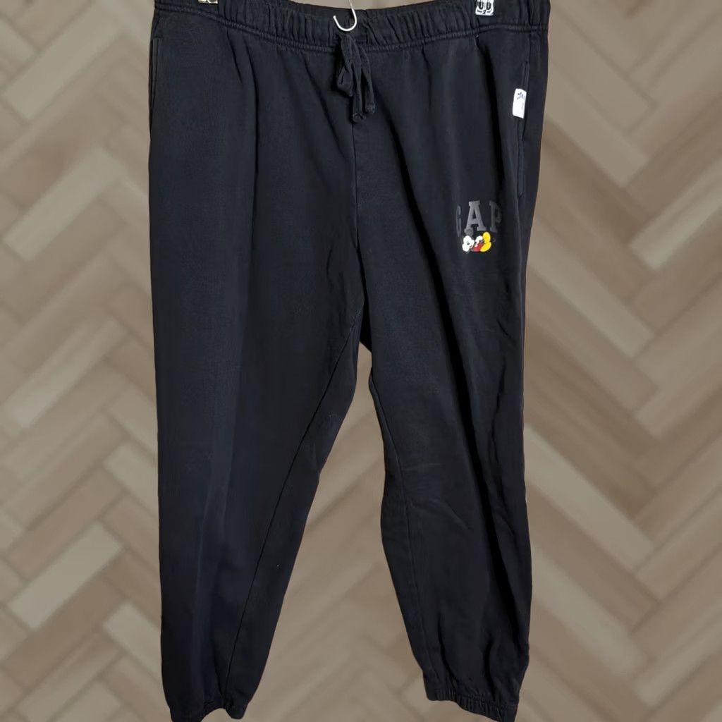 Gap Gap Disney Joggers Pants Unisex Adults L Black Cotton Mickey Mouse Athleisure Size US 33 - 1 Thumbnail