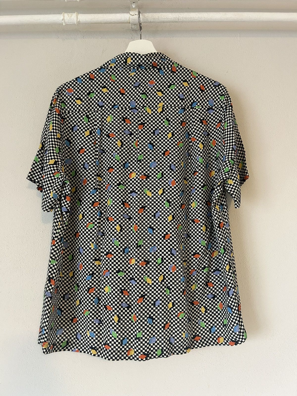 Saint Laurent Paris Checkerboard Cotton Short Sleeve Shirt w/ Geometric Print Size US L / EU 52-54 / 3 - 6 Thumbnail