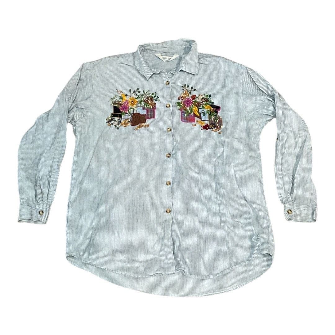 Other Victoria Jones Embroidered Flowers Top Stripe 18 Size XXL / US 16-18 / IT 52-54 - 1 Thumbnail