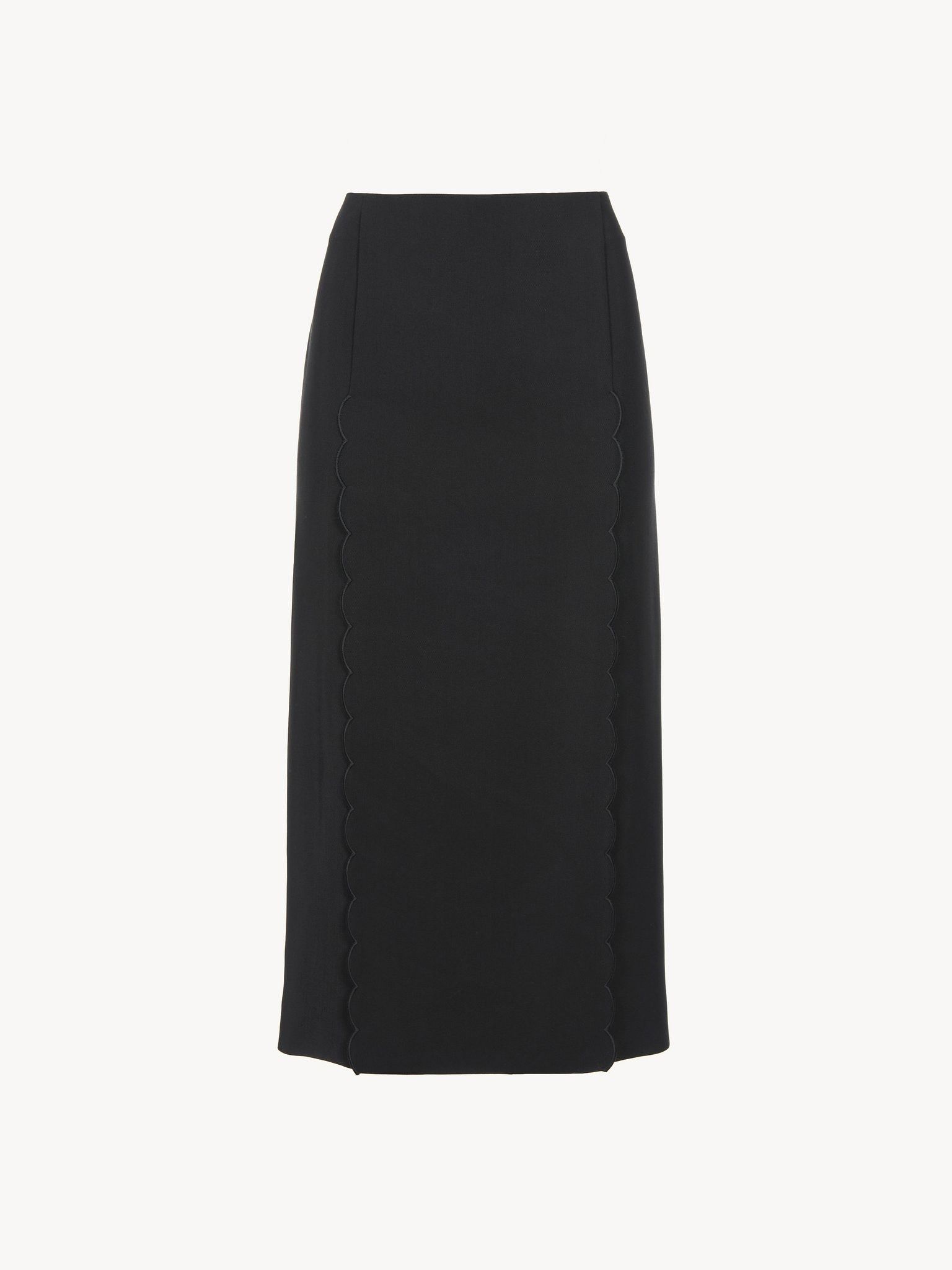Chloe o1loc1c11025 Scallop Embroidered Column Skirt in Black Size 28" / US 6 / IT 42 - 2 Thumbnail