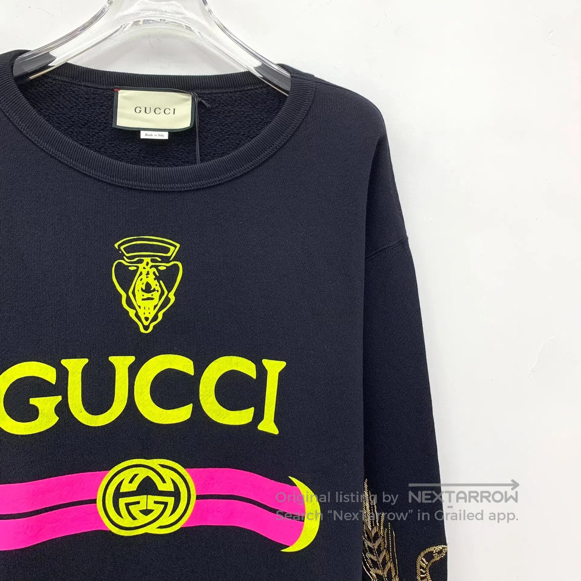 Gucci Guicci Black Logo Letter Printed Cotton Round Neck Long Sl Size US S / EU 44-46 / 1 - 3 Thumbnail