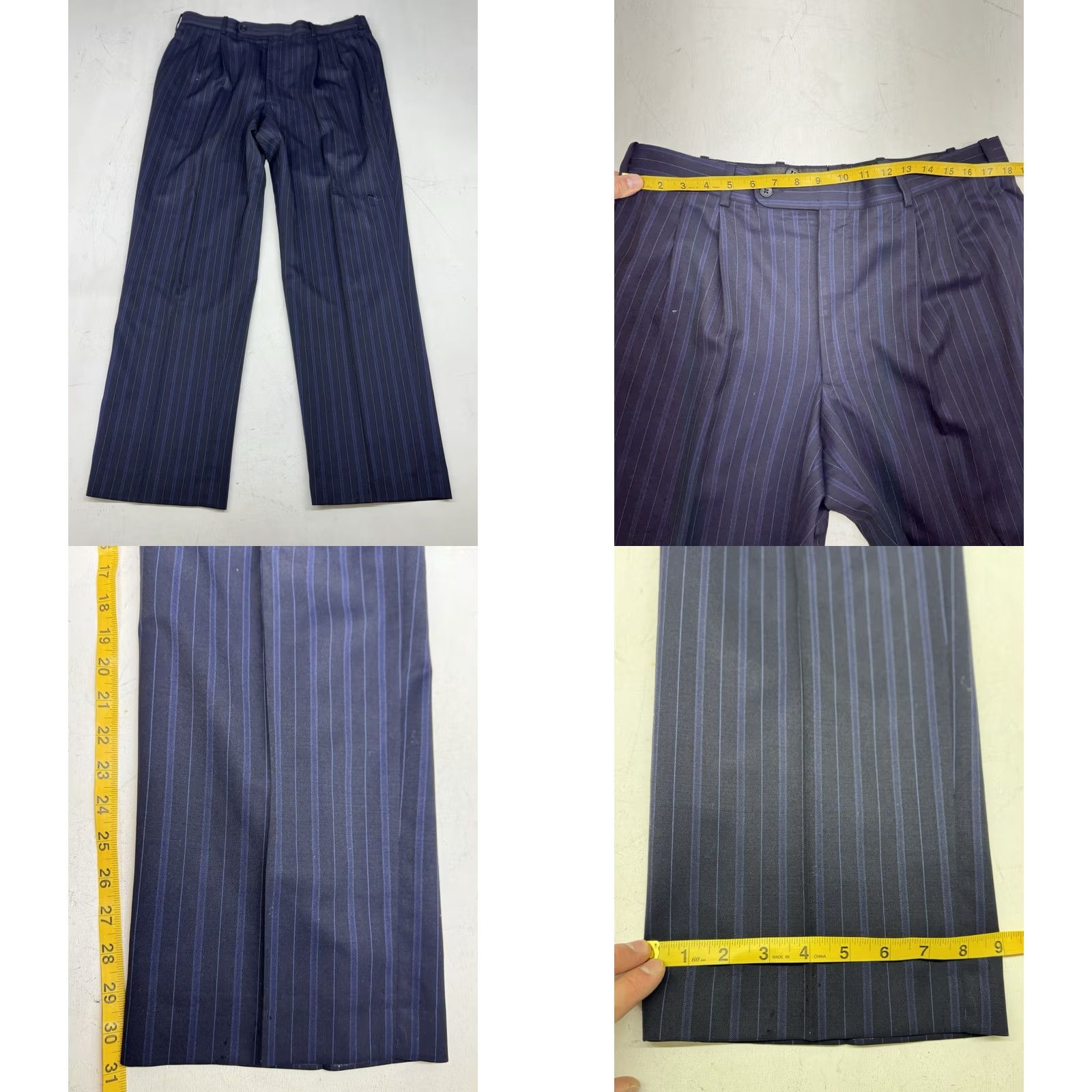 Vintage VINTAGE Tom James Suit Mens 46R Blue Striped 3 Button Wool Pants 31x32 Holland Sherry Size 46R - 9 Thumbnail