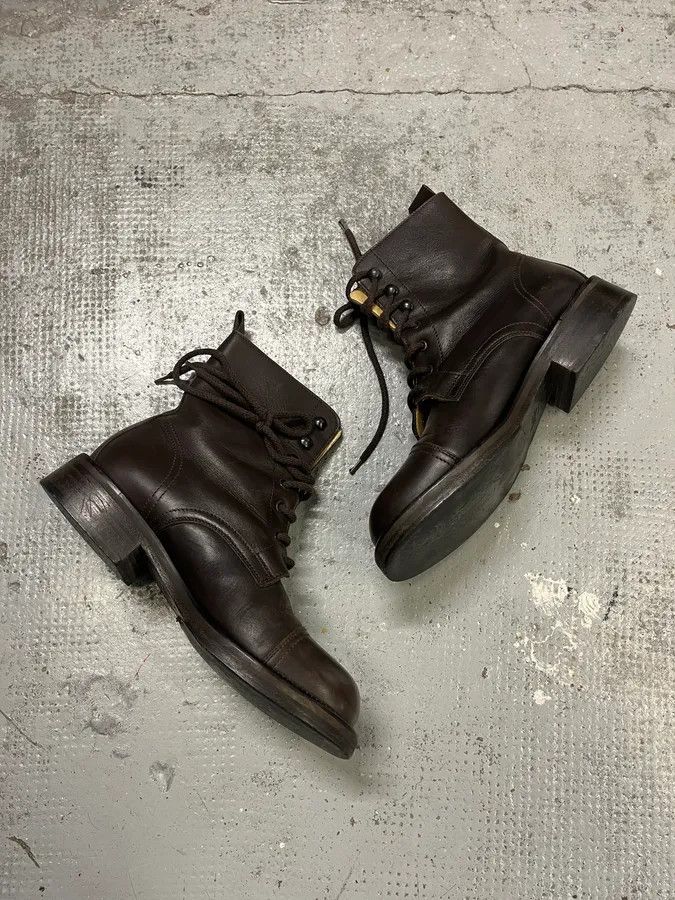 Dolce & Gabbana 2000s Dolce & Gabbana Brown Leather Combat Boots Size US 7.5 / EU 40-41 - 5 Thumbnail