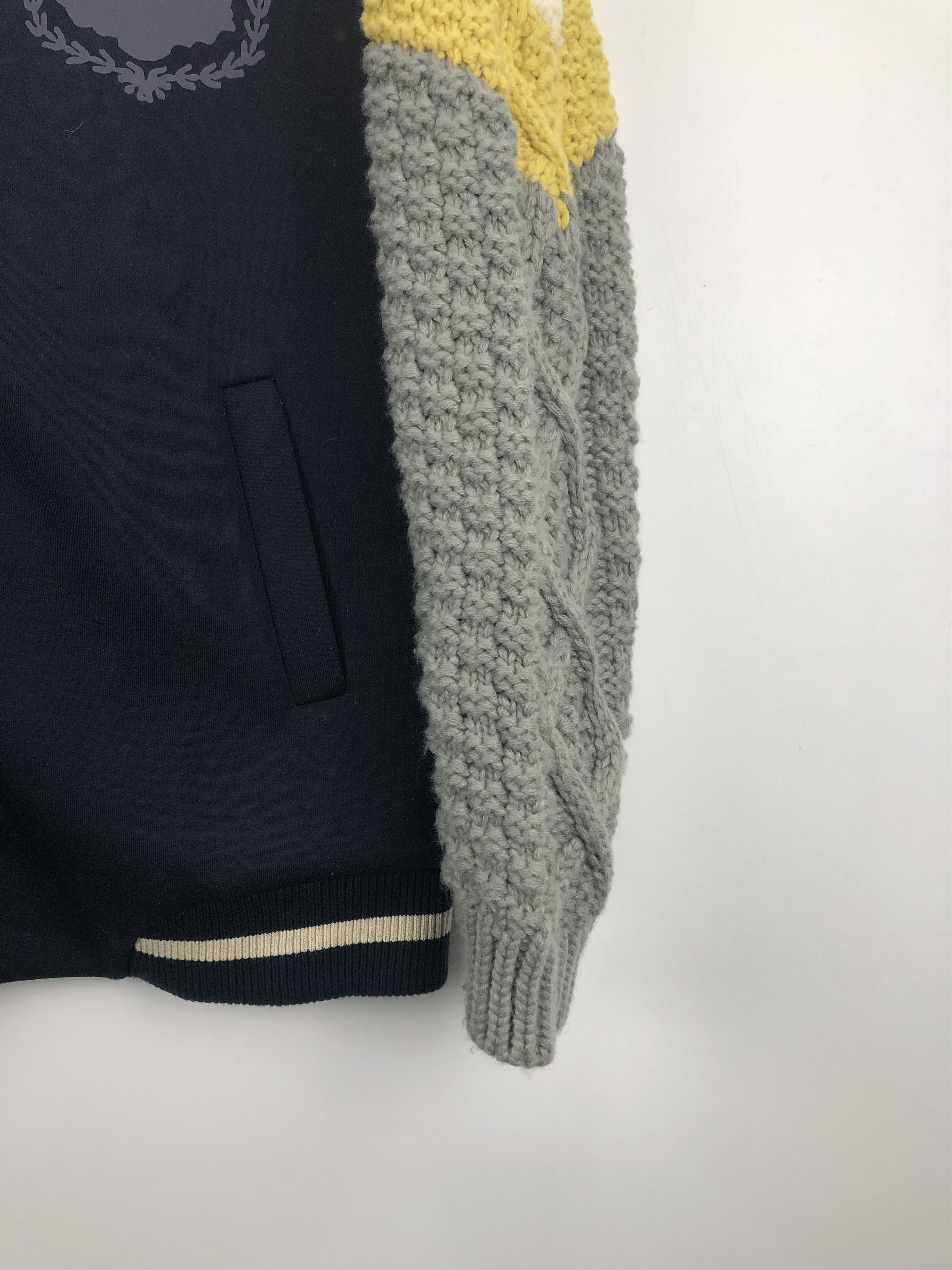 Japanese Brand × Vintage Vintage Japanese Brand Wool Knit Sleeve Bomber Jacket Size US L / EU 52-54 / 3 - 6 Thumbnail