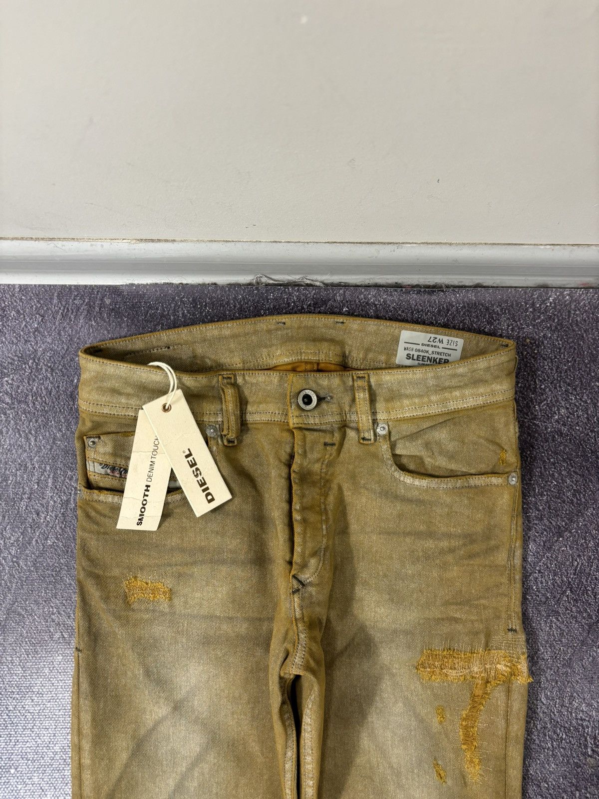 Diesel Diesel Sleenker Slim Skinny NWT Distressed Gold Pants Jeans Size US 27 - 6 Thumbnail