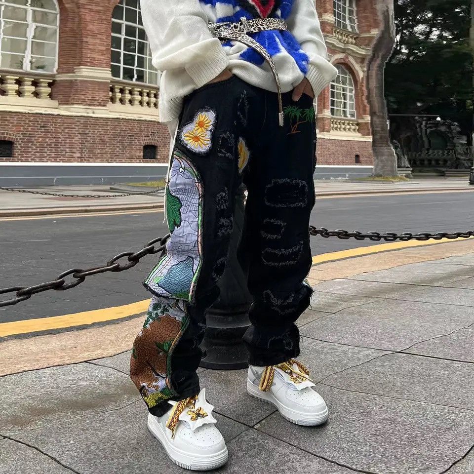 Japanese Brand Y2K Harajuku Patch Grunge Hip Hop Jeans Trousers | Grailed