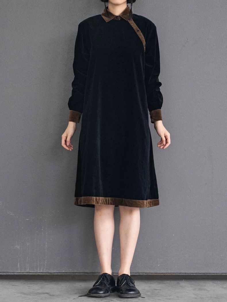 blue dress for baby girl Black Velvet Petal Long Slip Dress main image 0