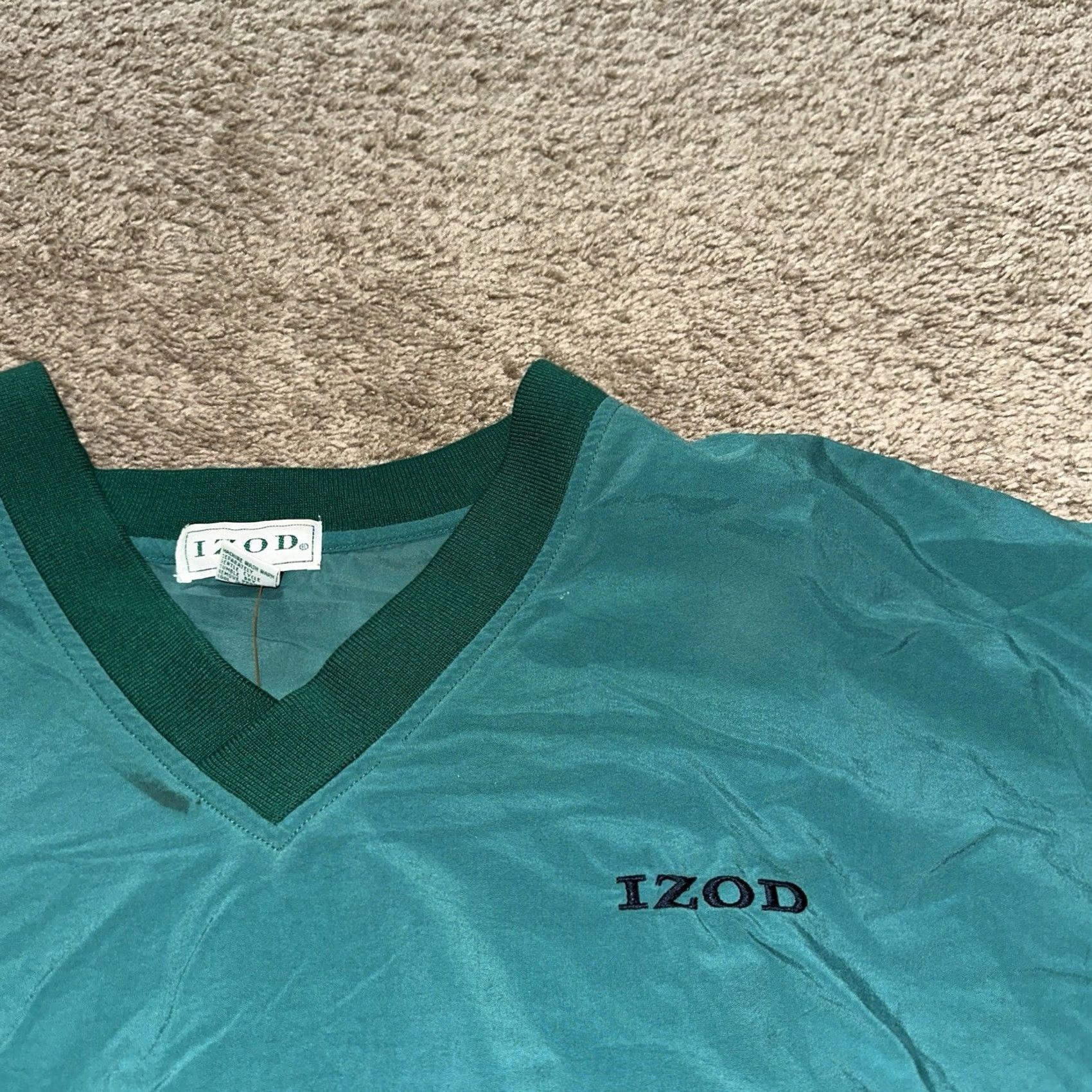 Izod VINTAGE IZOD Sweatshirt Mens Large Golf Windbreaker Embroidered Logo 90s Green Size US L / EU 52-54 / 3 - 2 Thumbnail