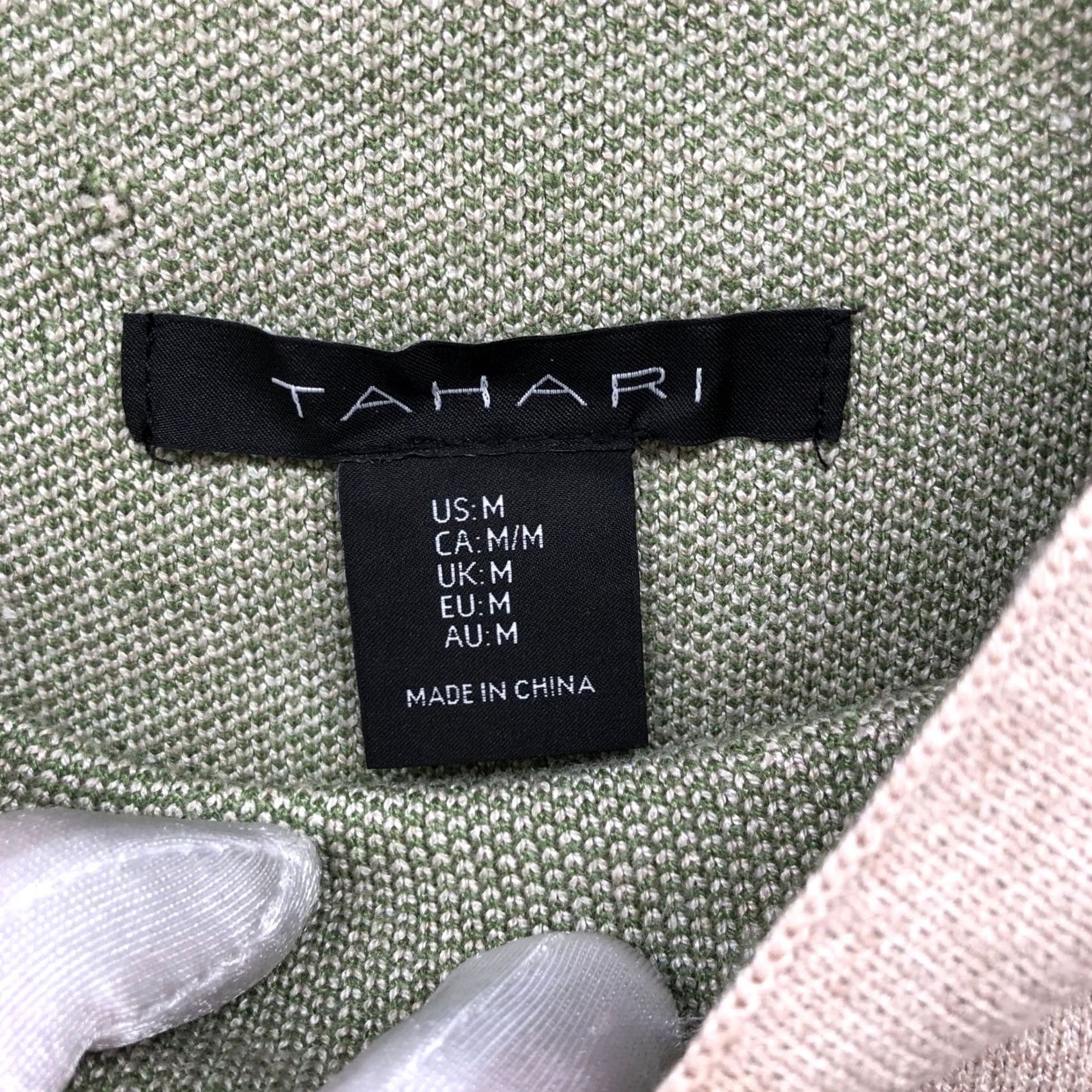 Vintage Tahari Sweater Womens M Mock Neck Beige Green Grid Plaid Knit Pullover Modern Minimalist Casual Long Sleeve Tight-Knit Average Fit Size M / US 6-8 / IT 42-44 - 5 Thumbnail
