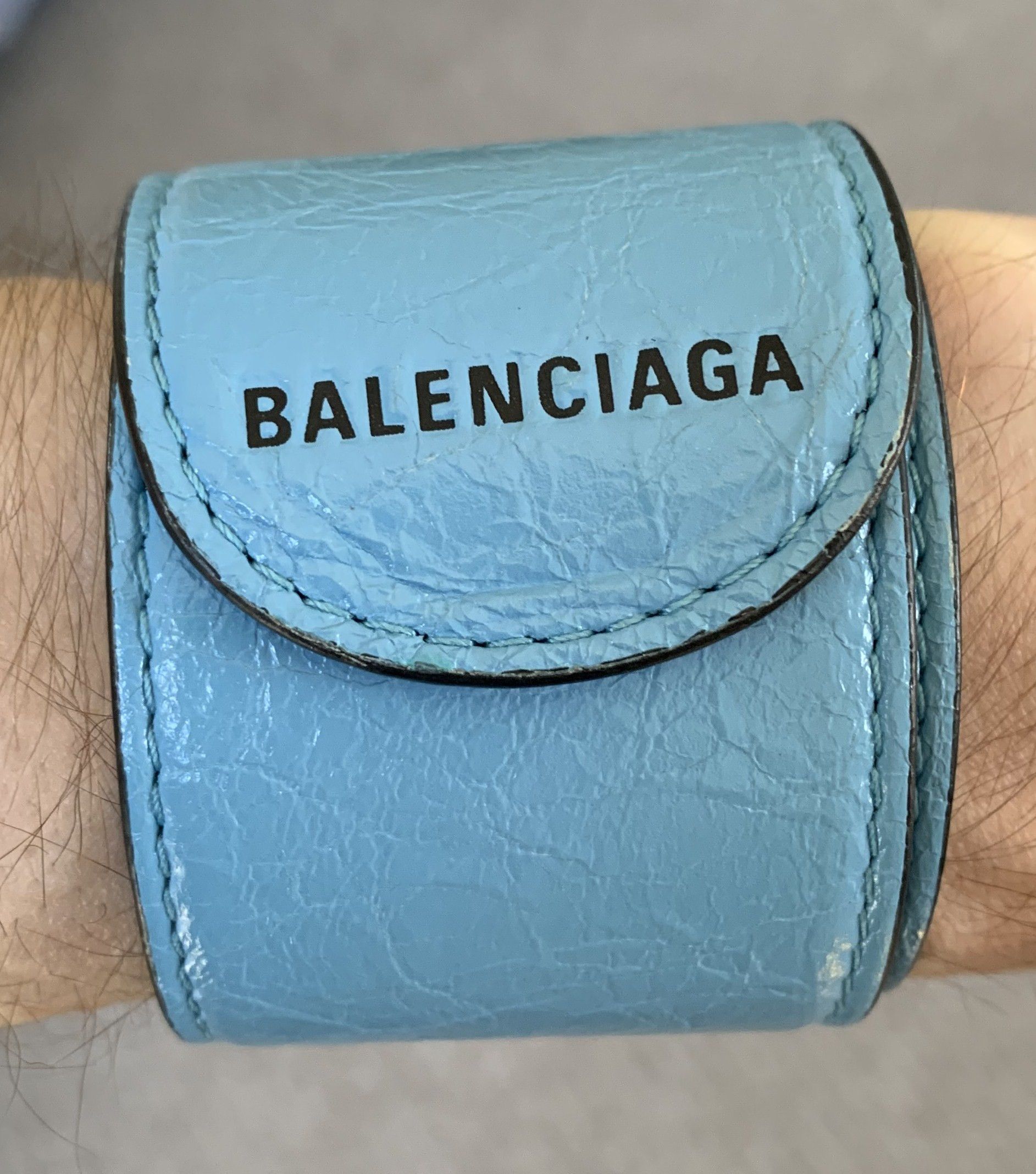 Balenciaga Balenciaga Blue Leather Logo Wrap Bracelet + Box Size ONE SIZE - 6 Thumbnail