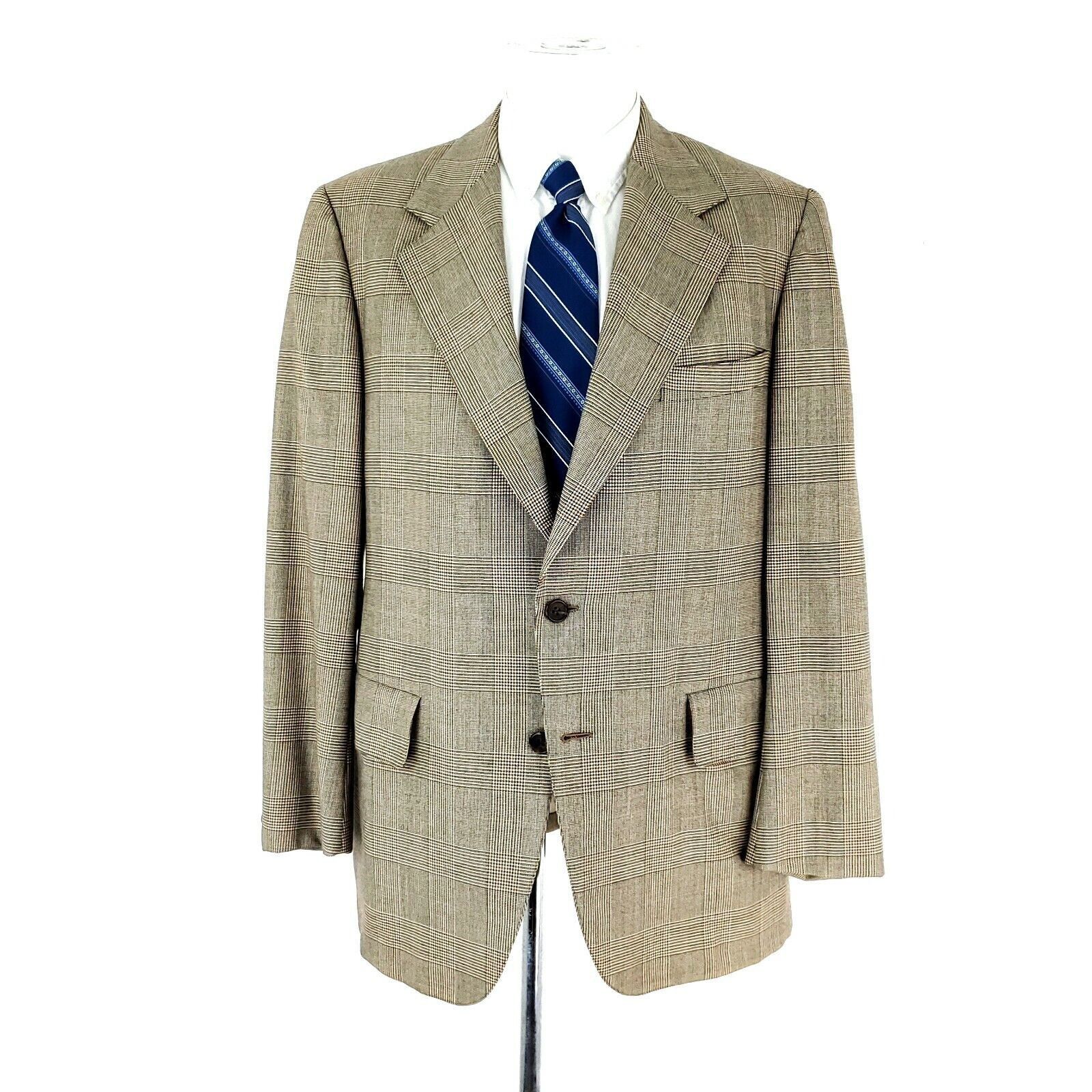 Hickey Freeman Vintage Hickey Freeman 2 Button Blazer 40R Brown Glen Plaid Size 40R - 3 Thumbnail