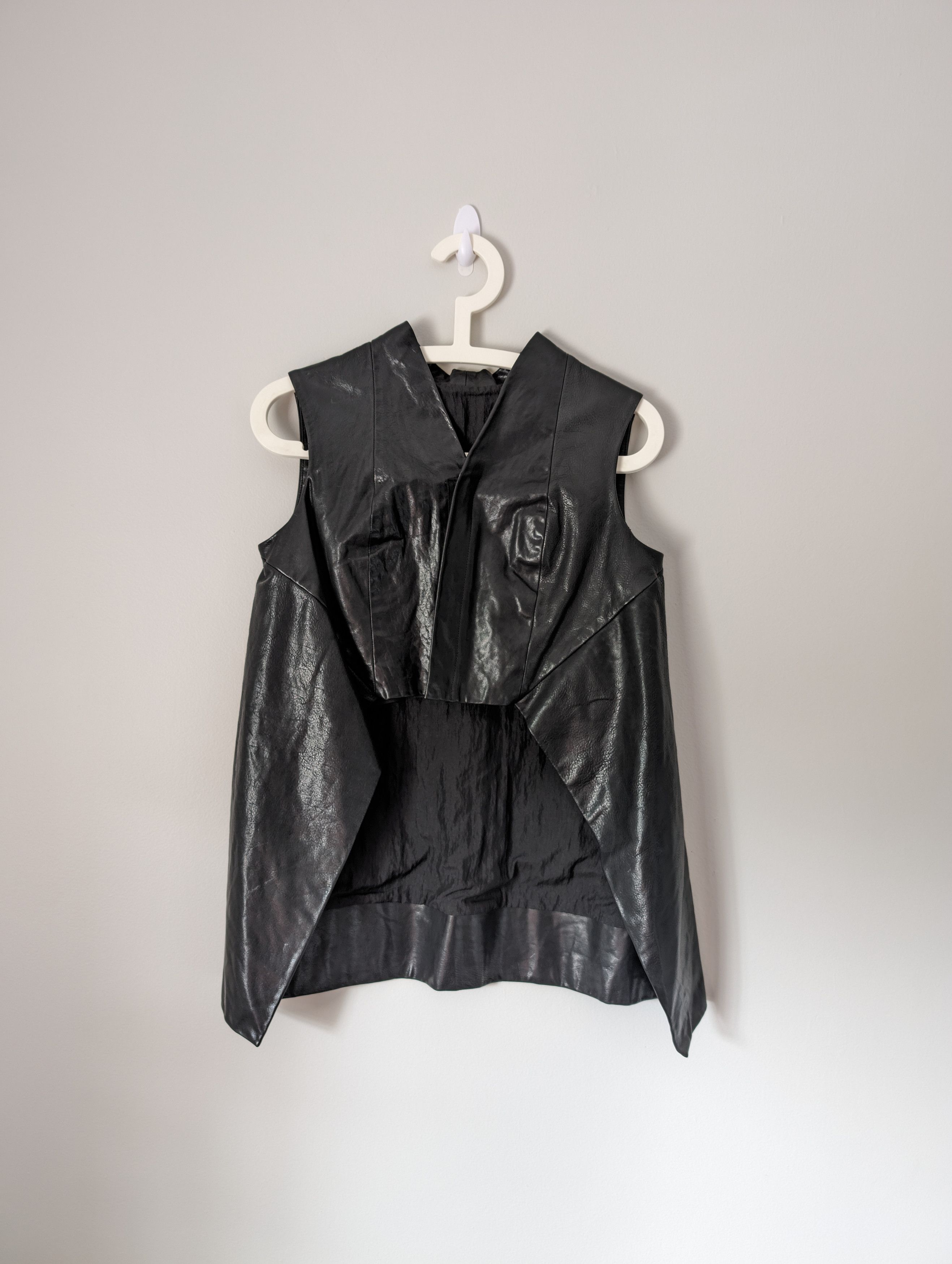 image of Rick Owens Extremely, Early Season Leather Vest in Black, Women's (Size Small)