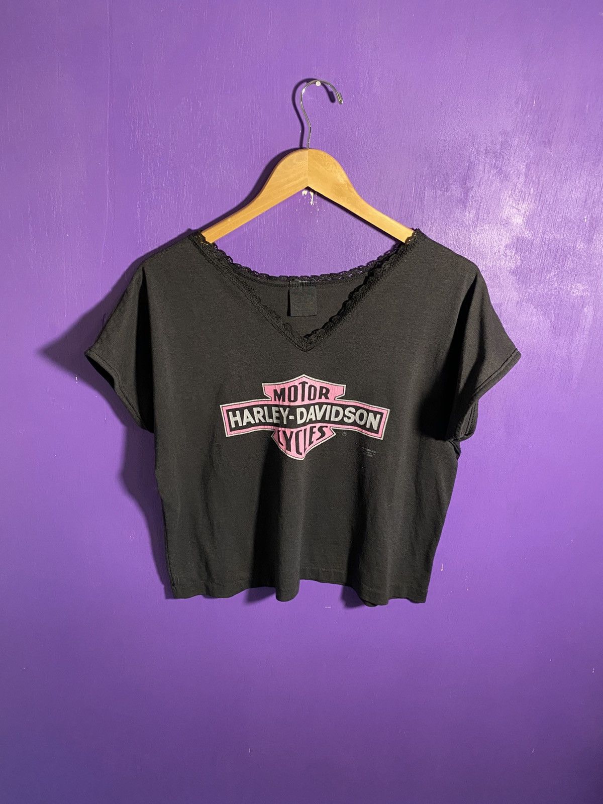 Harley Davidson Vintage 80s 3D emblem Harley Davidson crop top Size L / US 10 / IT 46 - 1 Thumbnail