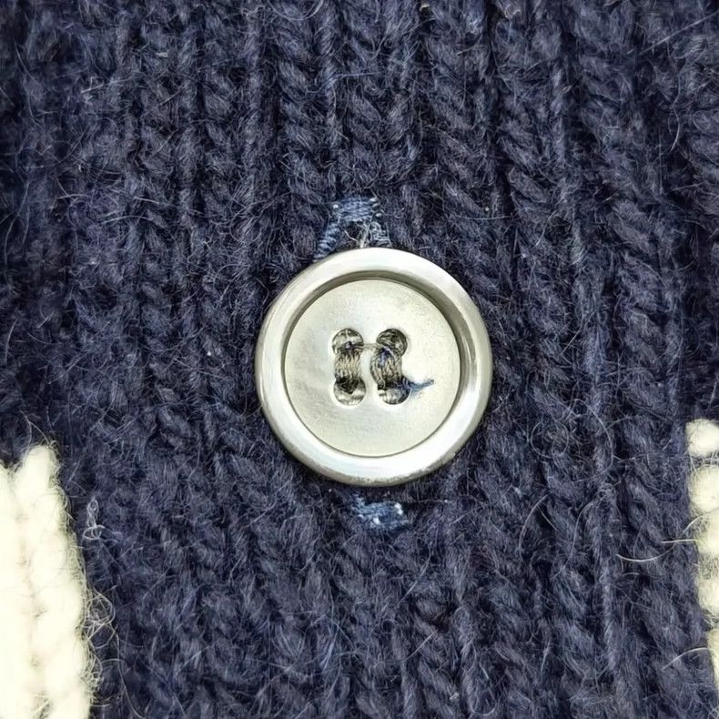 Thom Browne Thom Browne Navy blue striped wool twisted knitted cardigan Size US M / EU 48-50 / 2 - 3 Thumbnail