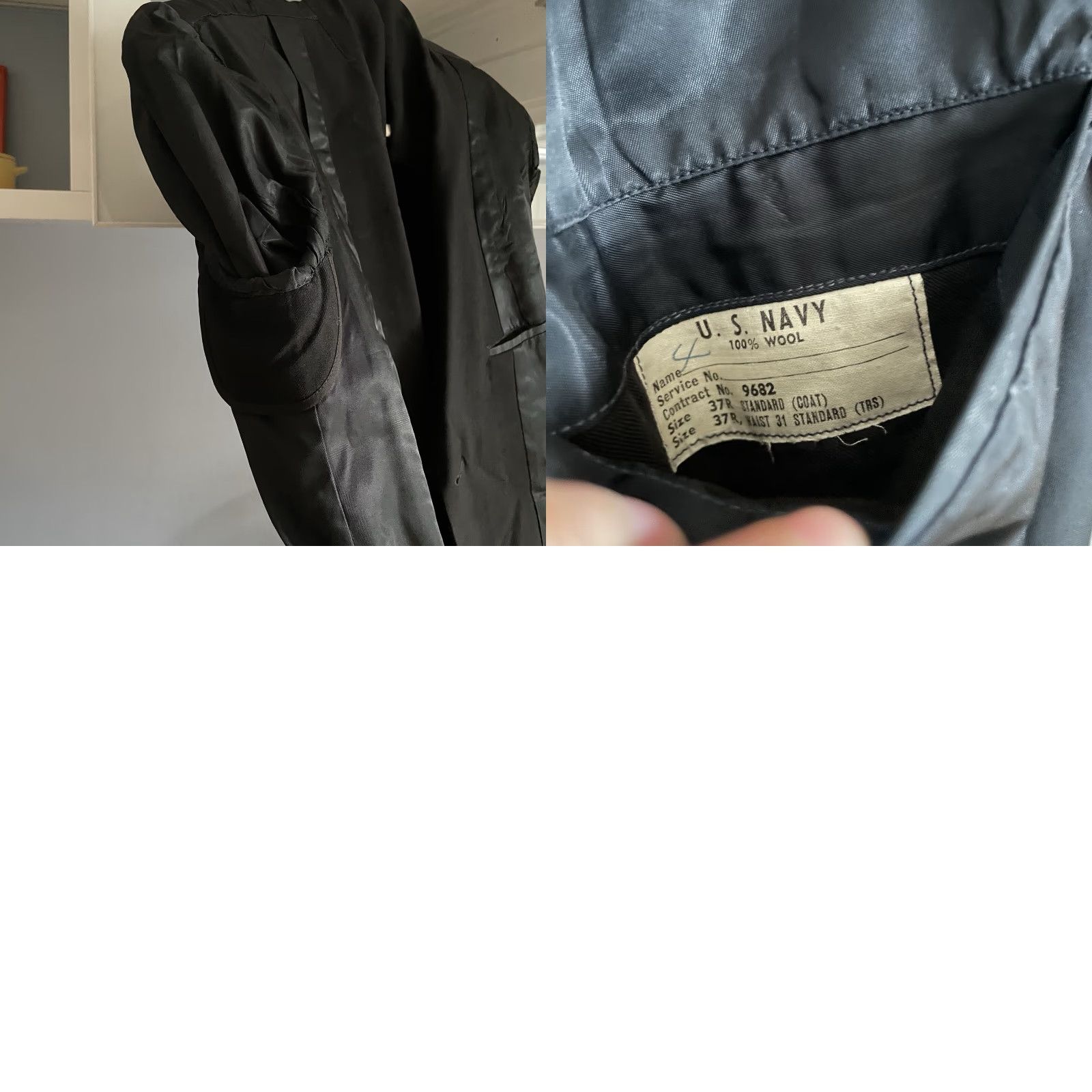 Vintage VINTAGE US Navy Peacoat Wool Black 37R Navy Golden Buttons Men Coat Overcoat Pockets Nautical Military USA Size US XXS / EU 40 - 8 Thumbnail