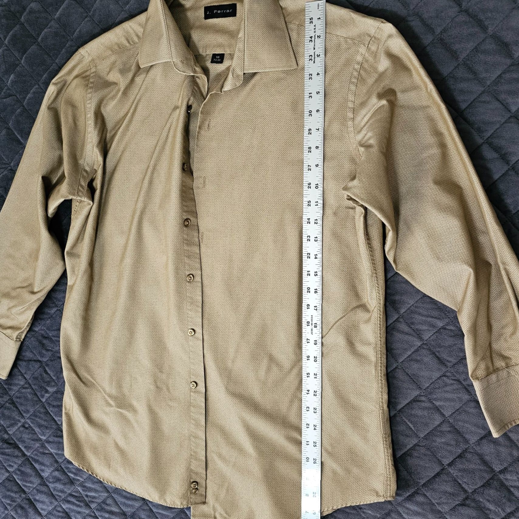 Vintage J. Ferrar Button-Down Shirt 16 32/33 Brown Herringbone Casual Mens Shirt Size US L / EU 52-54 / 3 - 4 Thumbnail