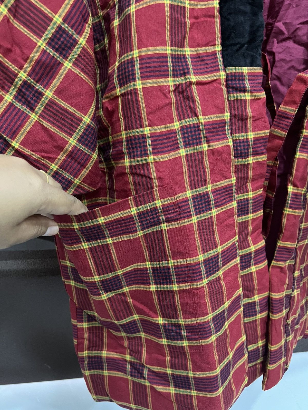 Japanese Brand Japanese Style Padded Kimono Jacket – Red Tartan Check Size US L / EU 52-54 / 3 - 4 Thumbnail