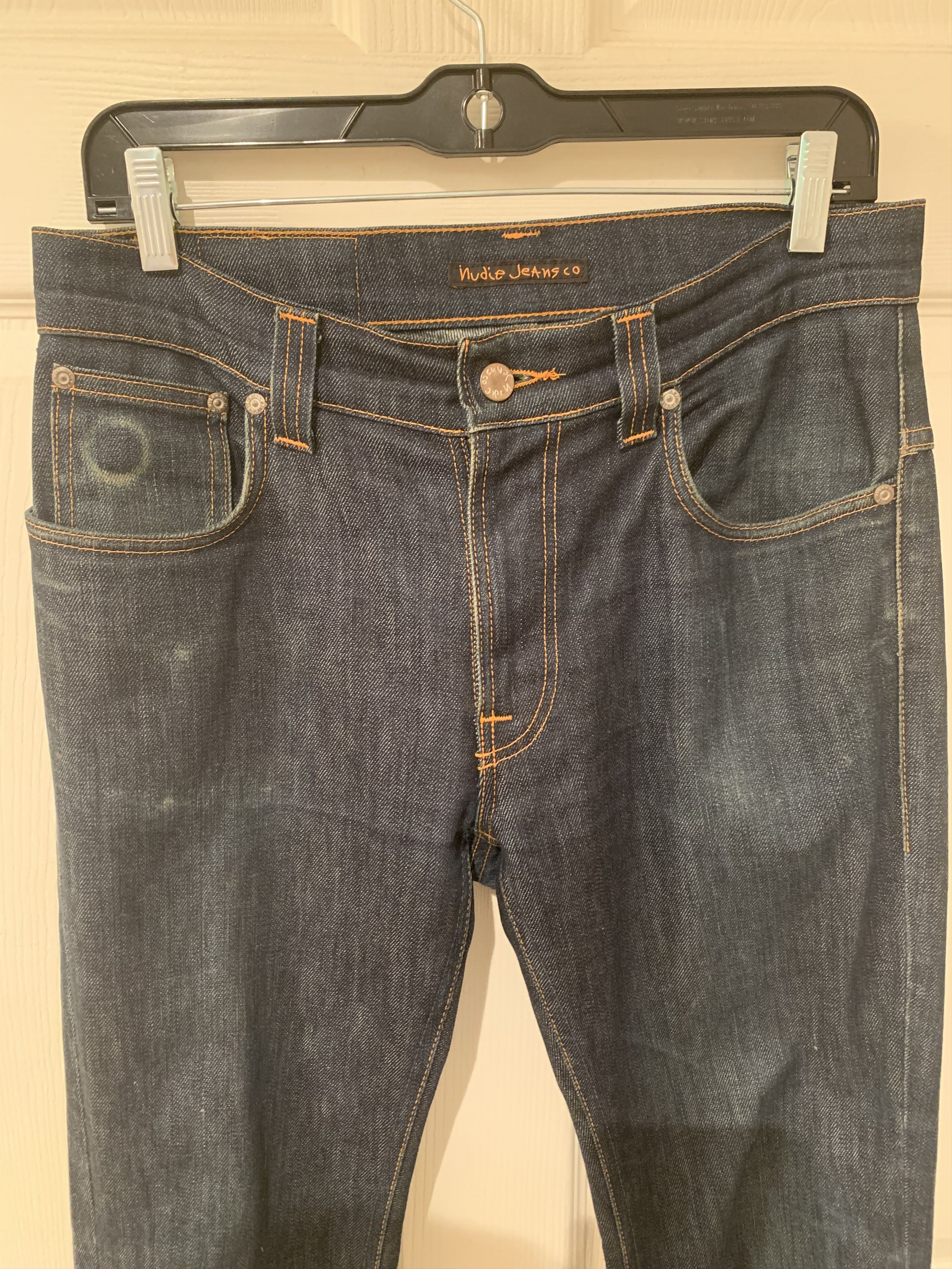 Nudie Jeans Nudie Thin Finn 31x34 Dark Wash Indigo Size US 31 - 4 Thumbnail