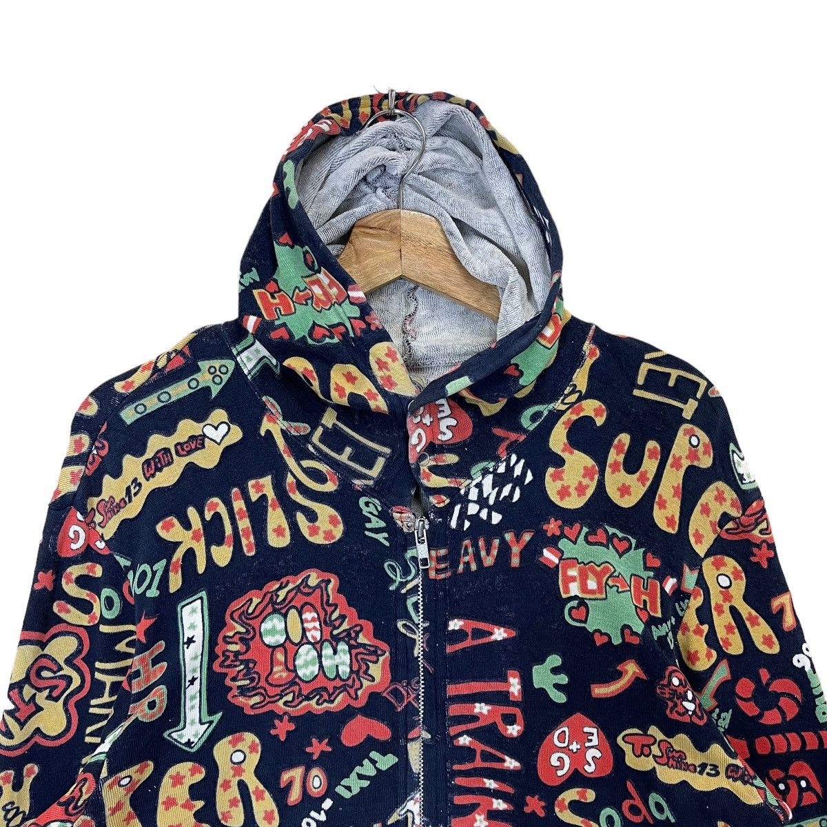 Japanese Brand × Vintage Vintage 90’s Super Slick Art Design Zipper Hoodie Size US M / EU 48-50 / 2 - 4 Thumbnail