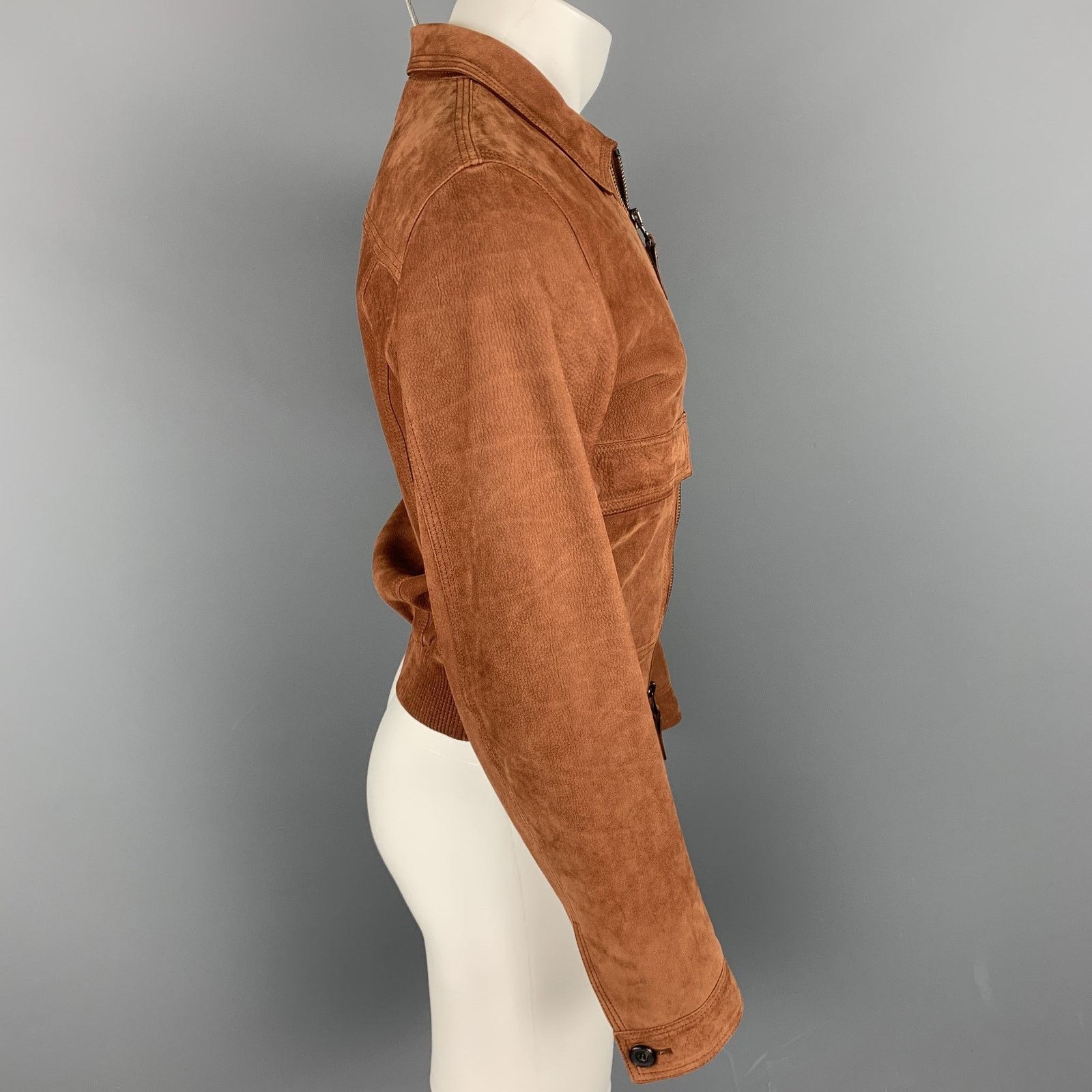 Burberry Chest Size 38 Brick Solid Zip Up Nubuck Leather Jacket Size US M / EU 48-50 / 2 - 4 Thumbnail