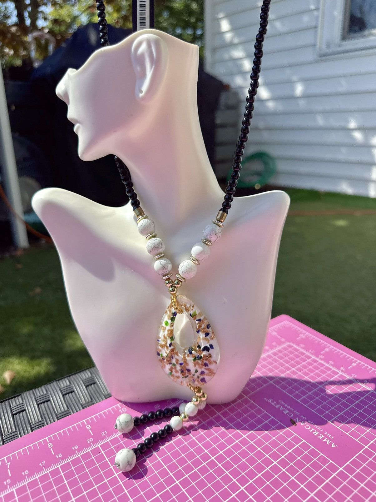 Designer ANN TAYLOR white teardrop pendant sparking long necklace Size ONE SIZE - 10 Thumbnail