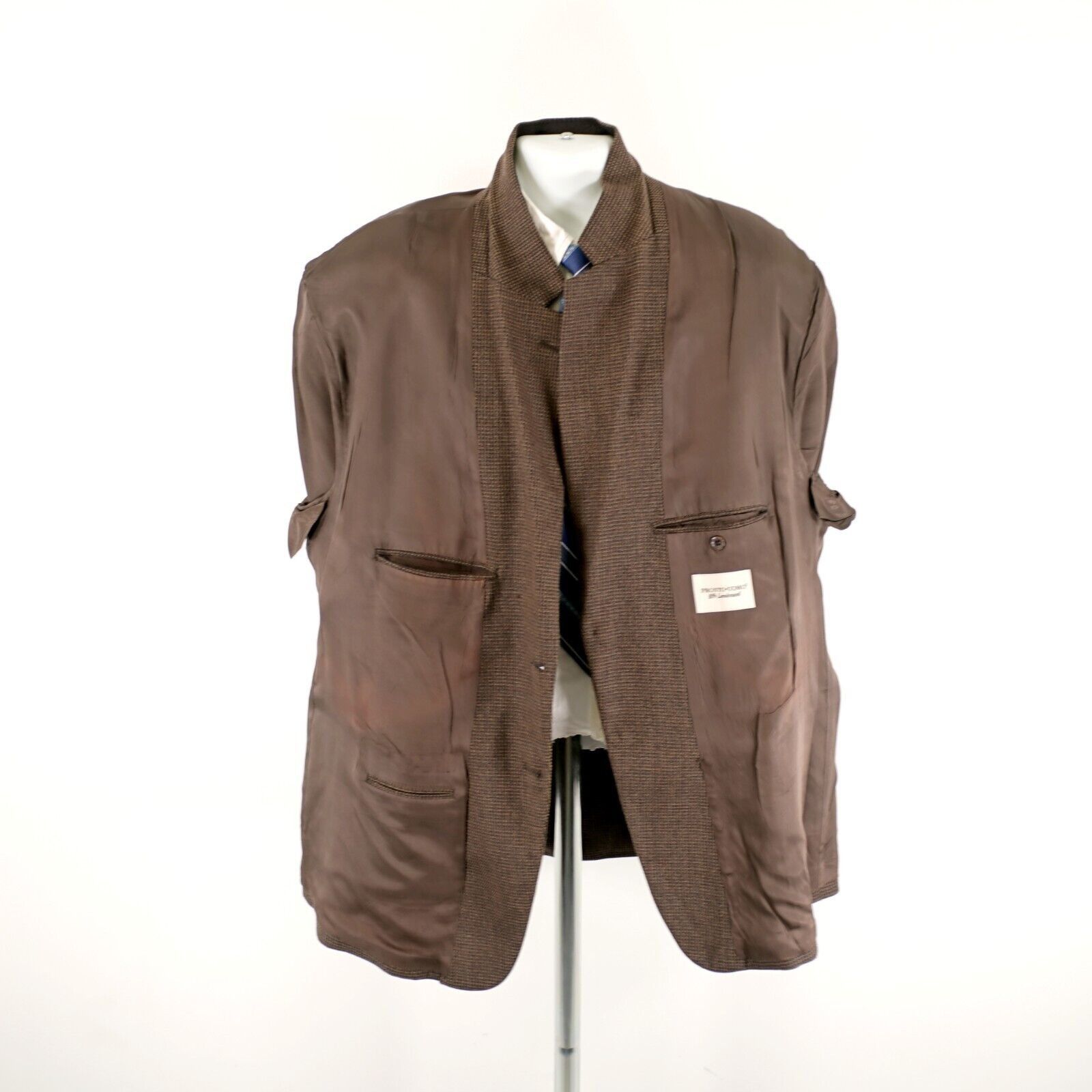 Pronto Uomo Pronto Uomo Tweed Lambswool Brown Blue Tan Check 2 Button Sp Size 50R - 11 Thumbnail