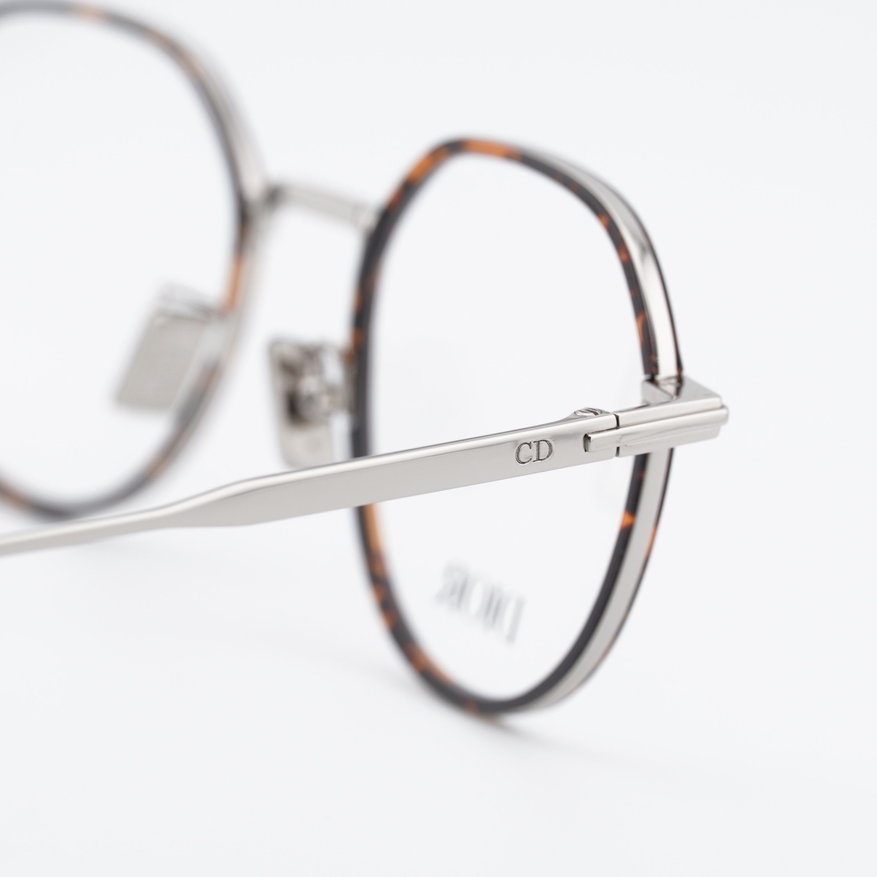 Dior Dior DIORBLACKSUITO R3U F500 Eyeglasses Silver 49mm Round Size ONE SIZE - 8 Thumbnail