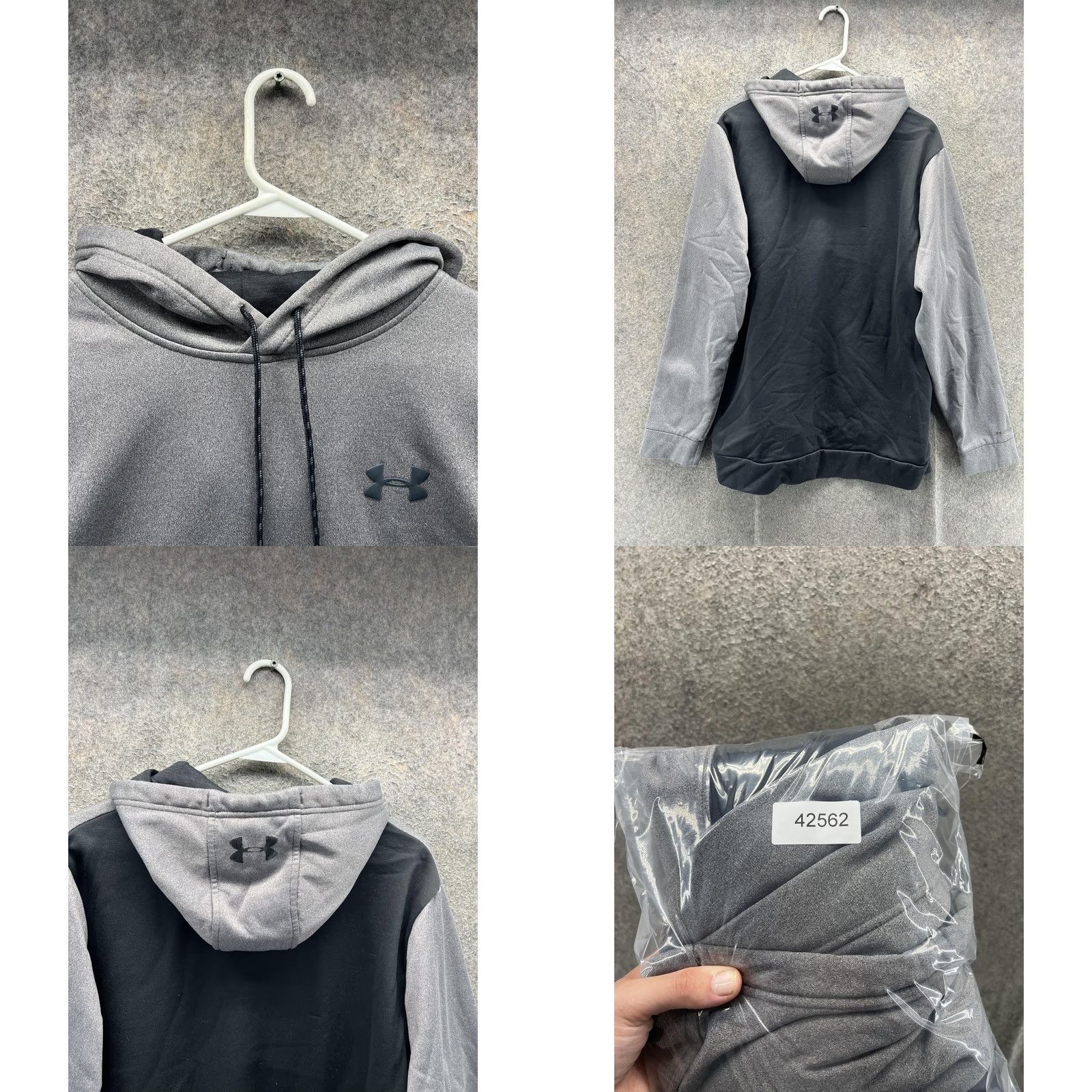 Under Armour Under Armour Hoodie Mens Large Gray Black ColdGear Pullover Fleece Sweatshirt Size US L / EU 52-54 / 3 - 8 Thumbnail