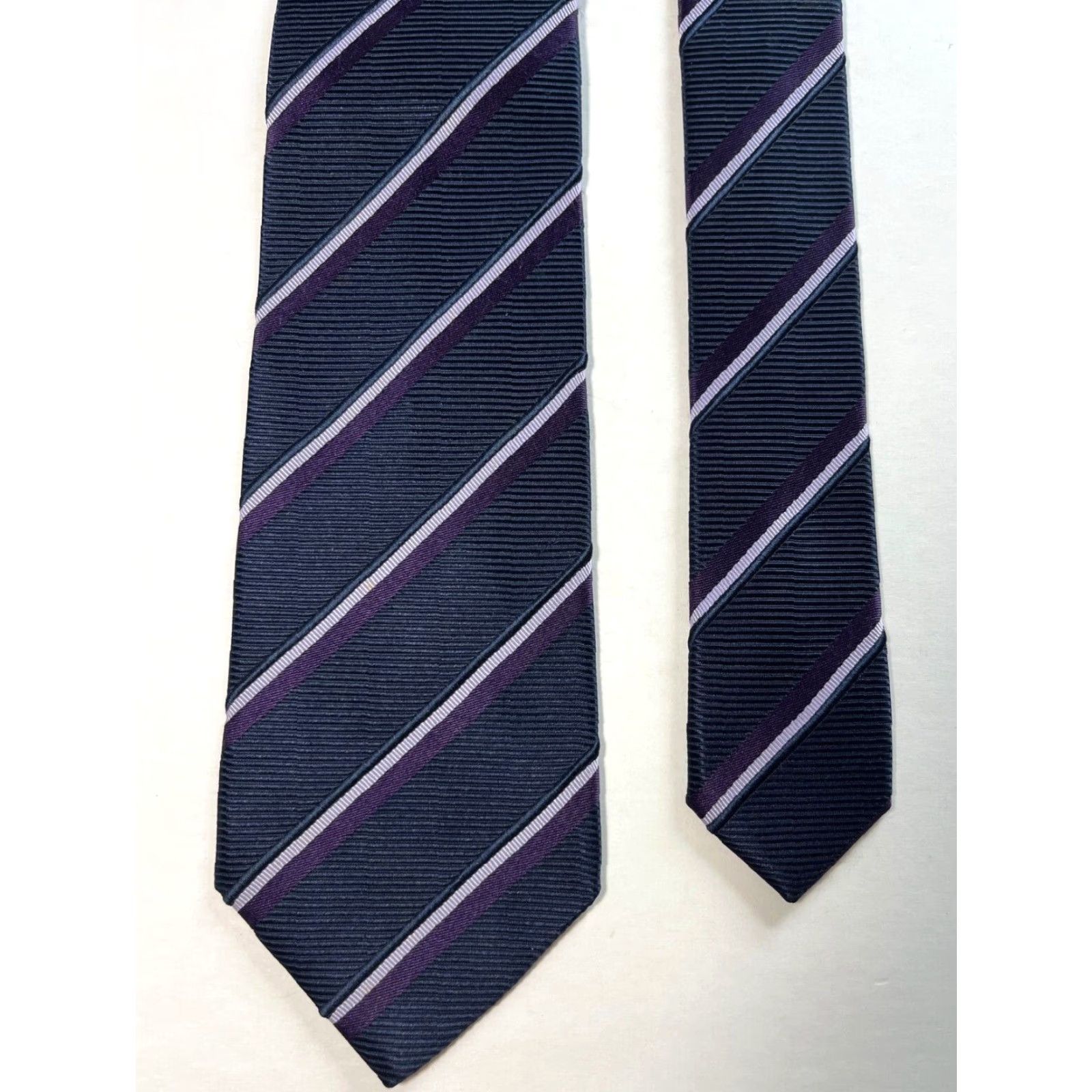 Vintage Epoca Men's Silk Tie Striped Ribbed Navy Made in Japan Size ONE SIZE - 5 Thumbnail