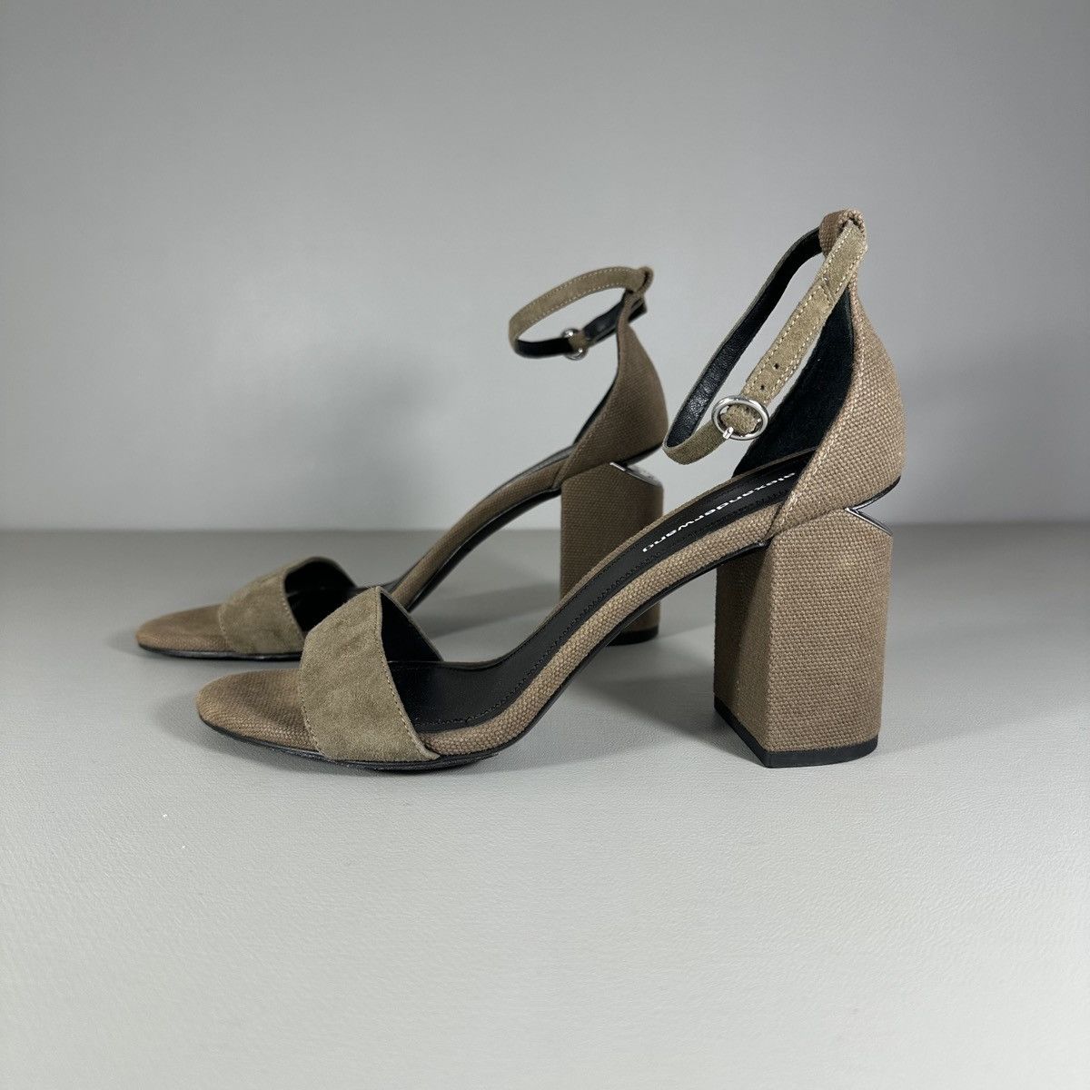 Alexander Wang Alexander Wang Khaki Canvas Suede Abby Ankle Strap Sandals Size US 8 / IT 38 - 1 Thumbnail