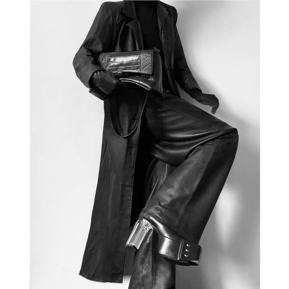 Vintage Super long Avant Garde Matrix leather maxi coat Size XL / US 12-14 / IT 48-50 - 1 Thumbnail