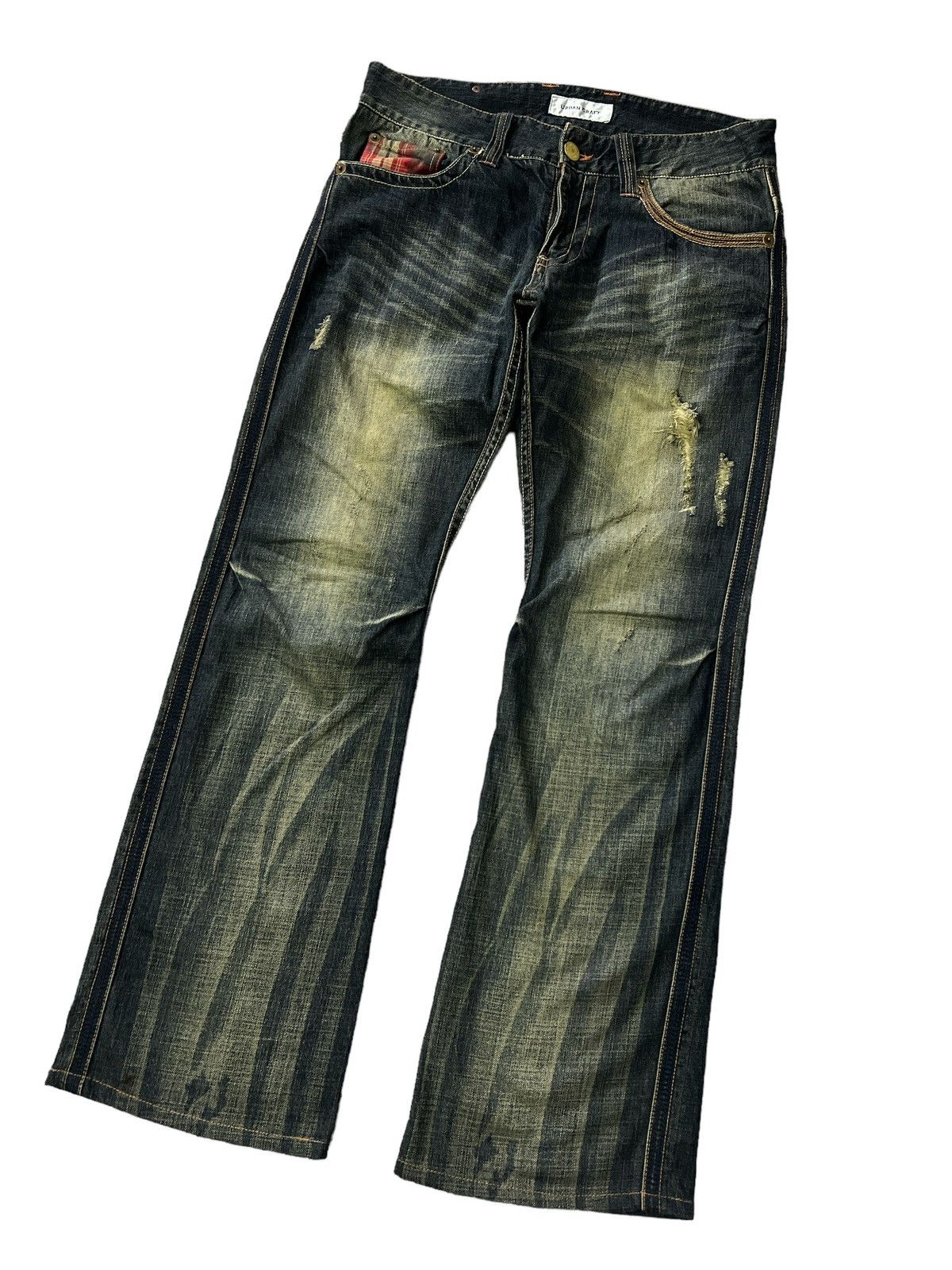 If Six Was Nine × Japanese Brand FLARED💥URBAN CRAFT RIPPED DISTRESSED DENIM PANT Size US 32 / EU 48 - 4 Thumbnail
