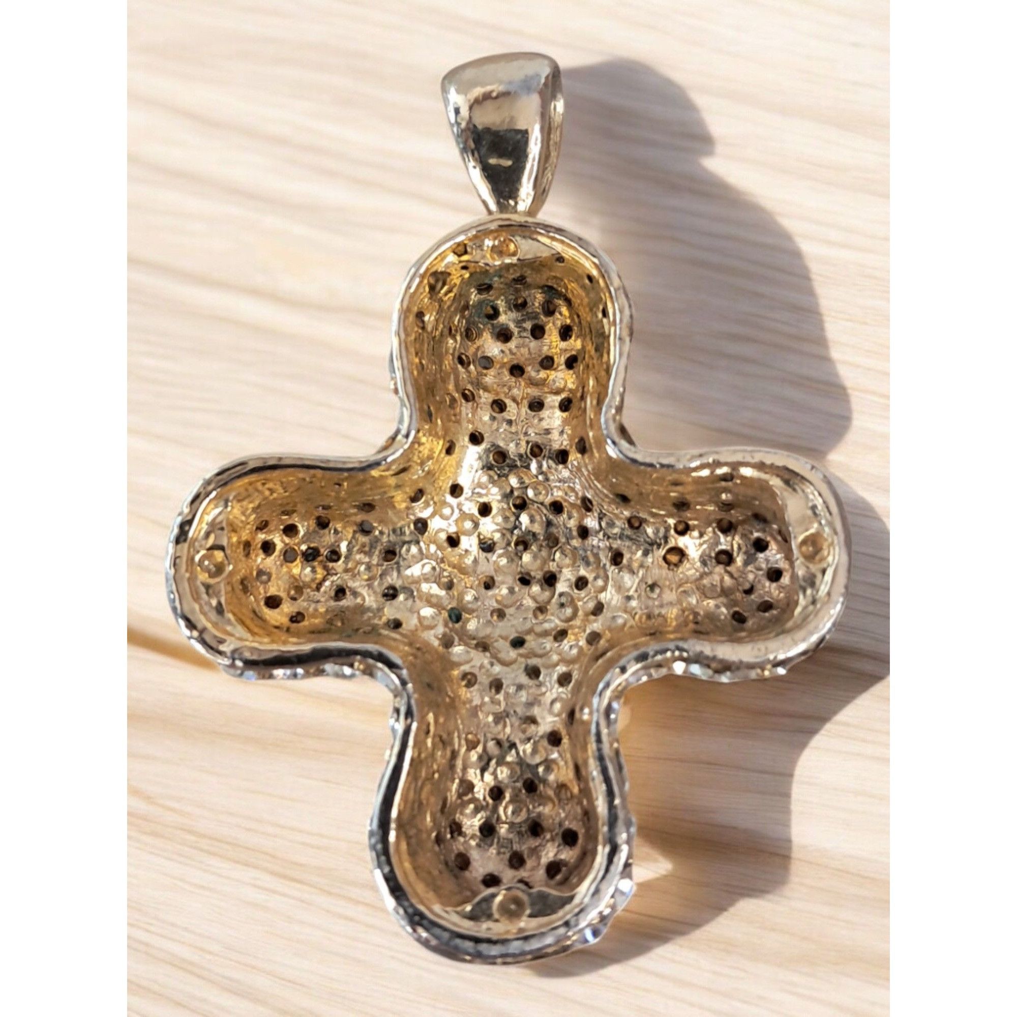 Other Simulated Diamond Cross on Yellow Gold Pendant Size ONE SIZE - 2 Thumbnail