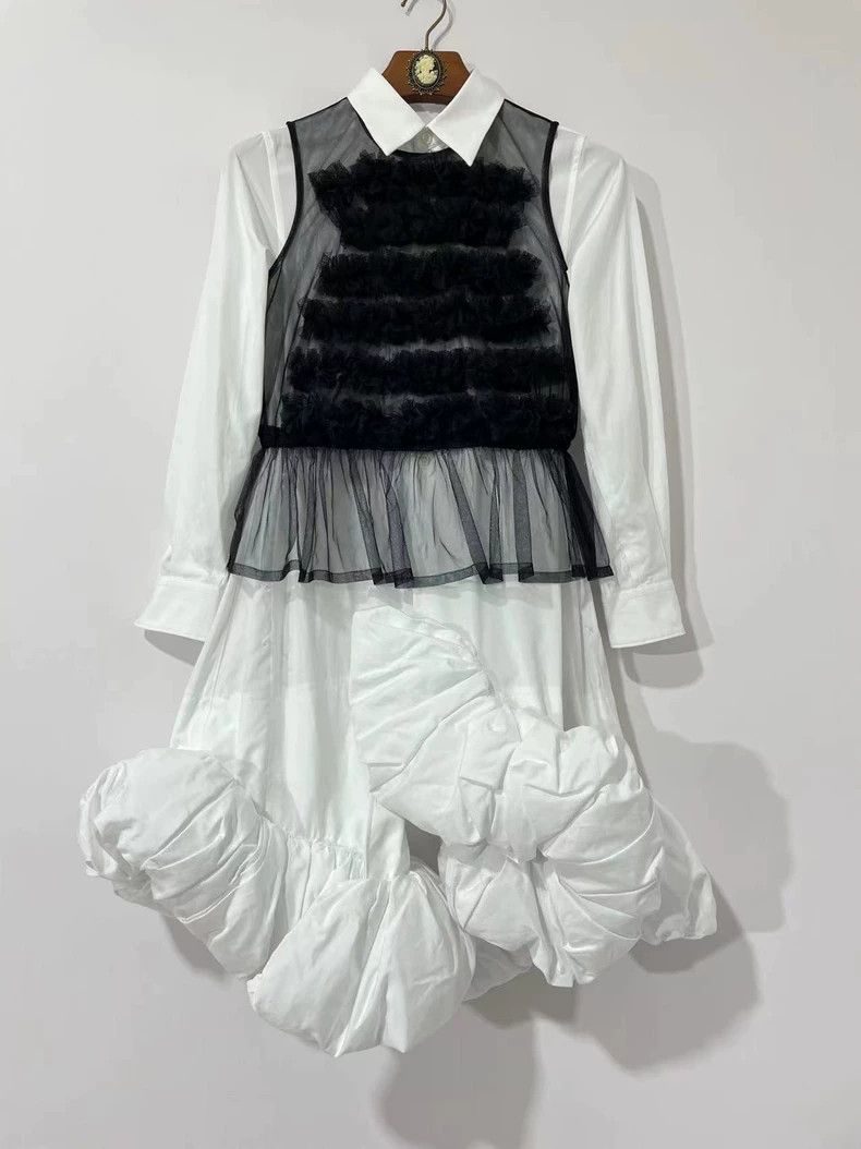 Comme des Garcons Comme des Garcons Black floral pleated tulle vest Size S / US 4 / IT 40 - 1 Thumbnail