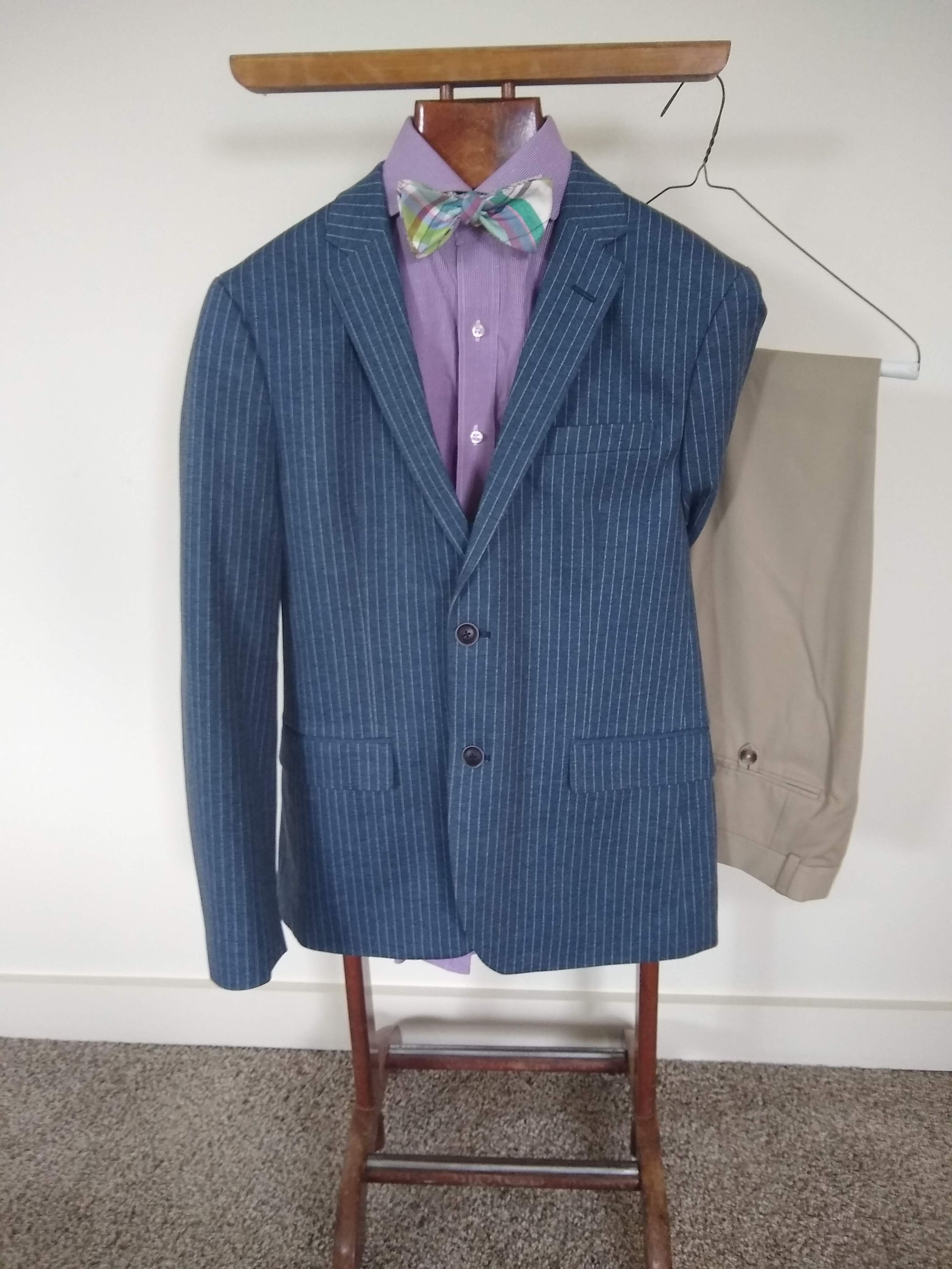Ben Sherman Blue Pinstripe Blazer and Pants Size 40S - 1 Thumbnail