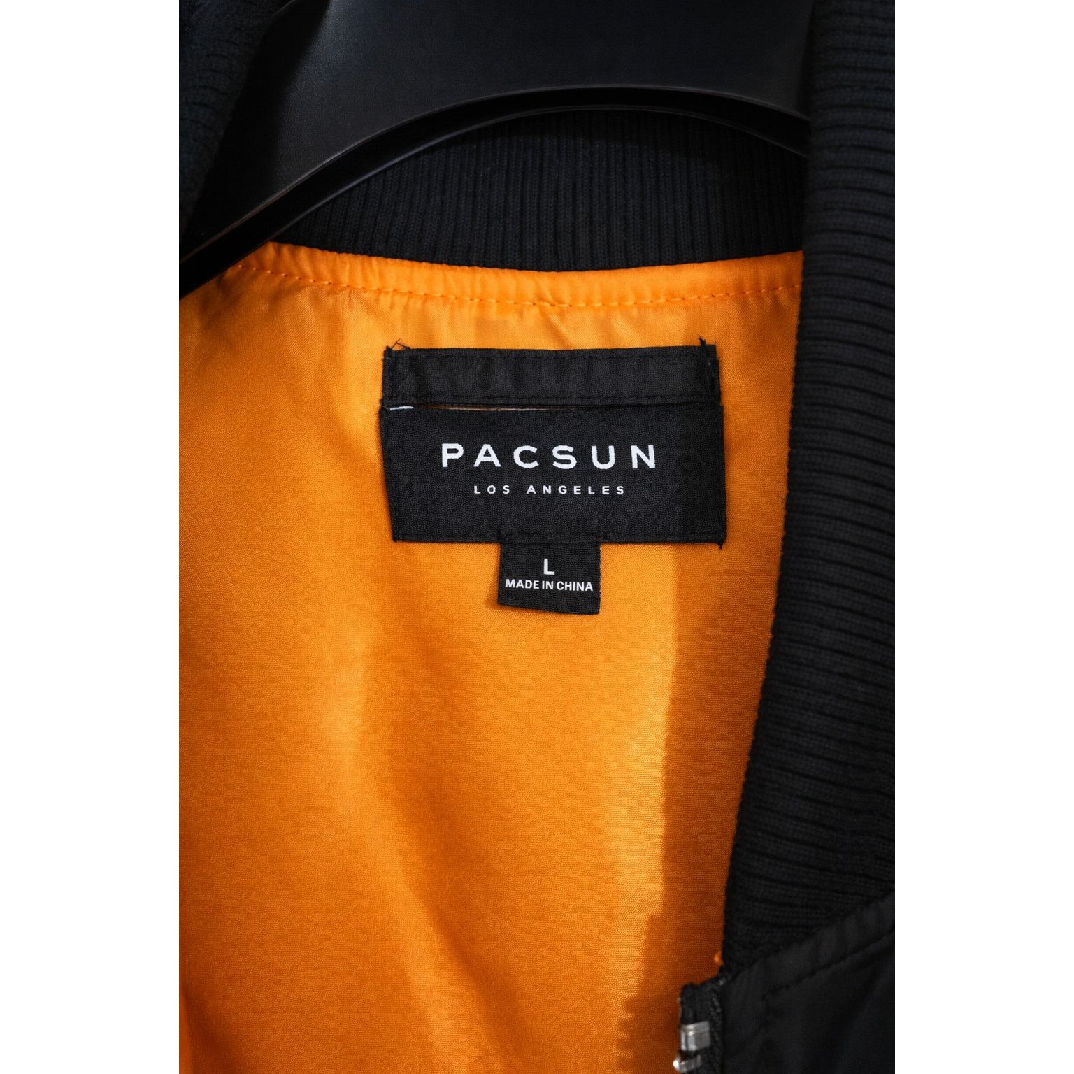Pacsun PacSun Black Bomber Jacket MA-1 Style Orange Lining Size US L / EU 52-54 / 3 - 3 Thumbnail