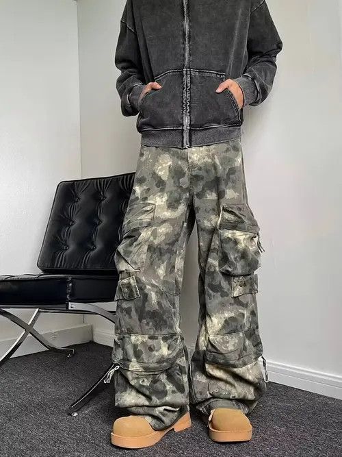 VIBE Camo Multi Pocket Baggy Wide Leg Pants Size US 32 / EU 48 - 1 Thumbnail
