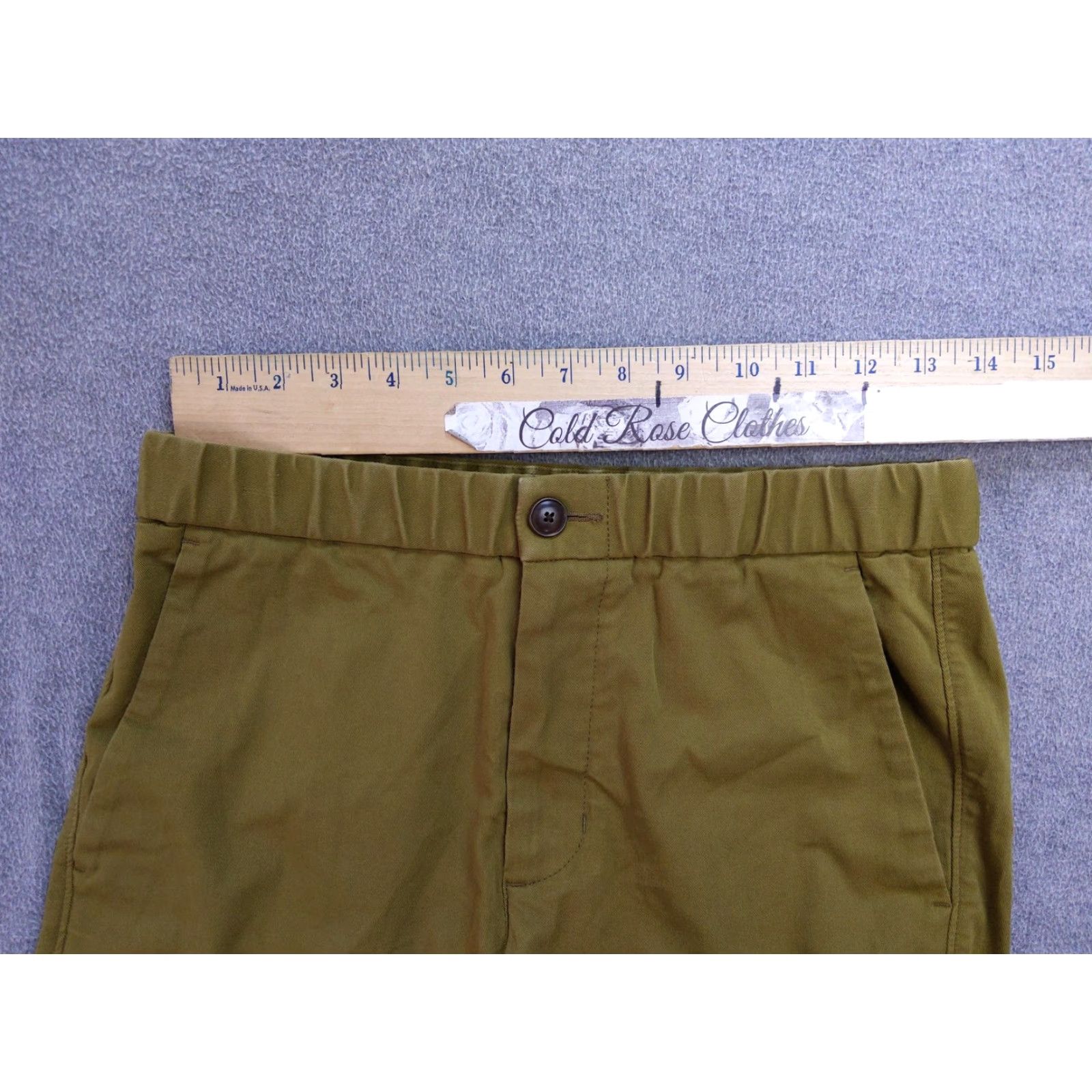 Everlane Everlane Uniform Shorts Mens Small Olive Green Stretch Casual Elastic Waist Pockets Size US 29 - 6 Thumbnail