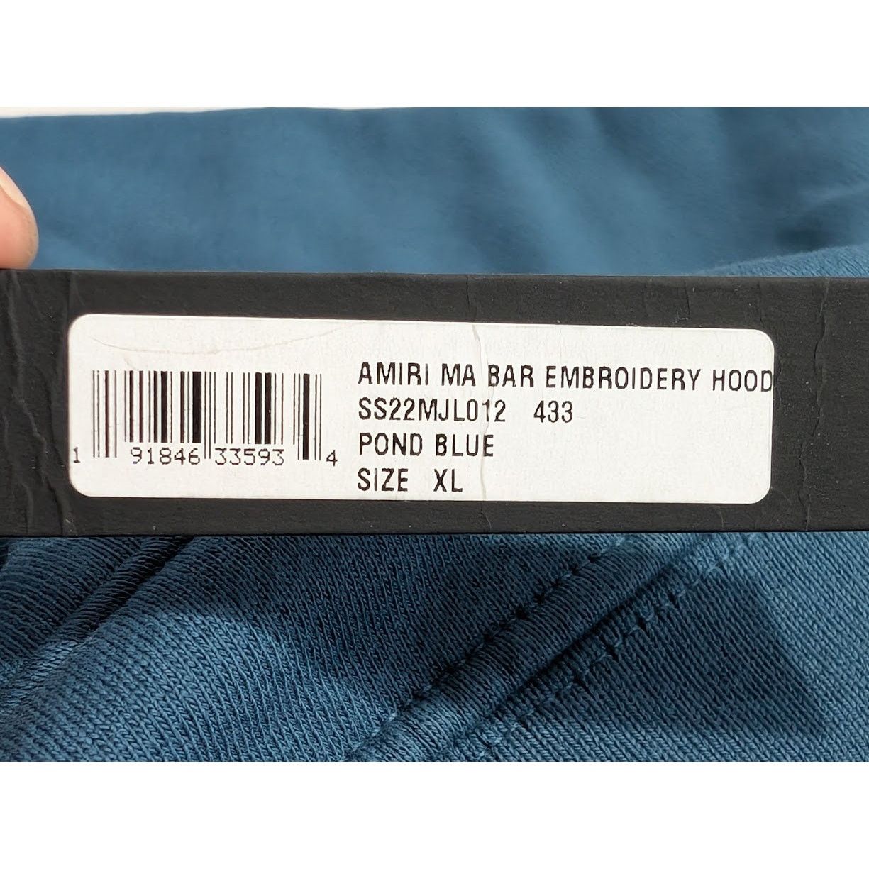 Amiri o1rshd1 Q:2 / MA Bar Embroidery Hoodie in Pond Blue Size US XL / EU 56 / 4 - 20 Thumbnail