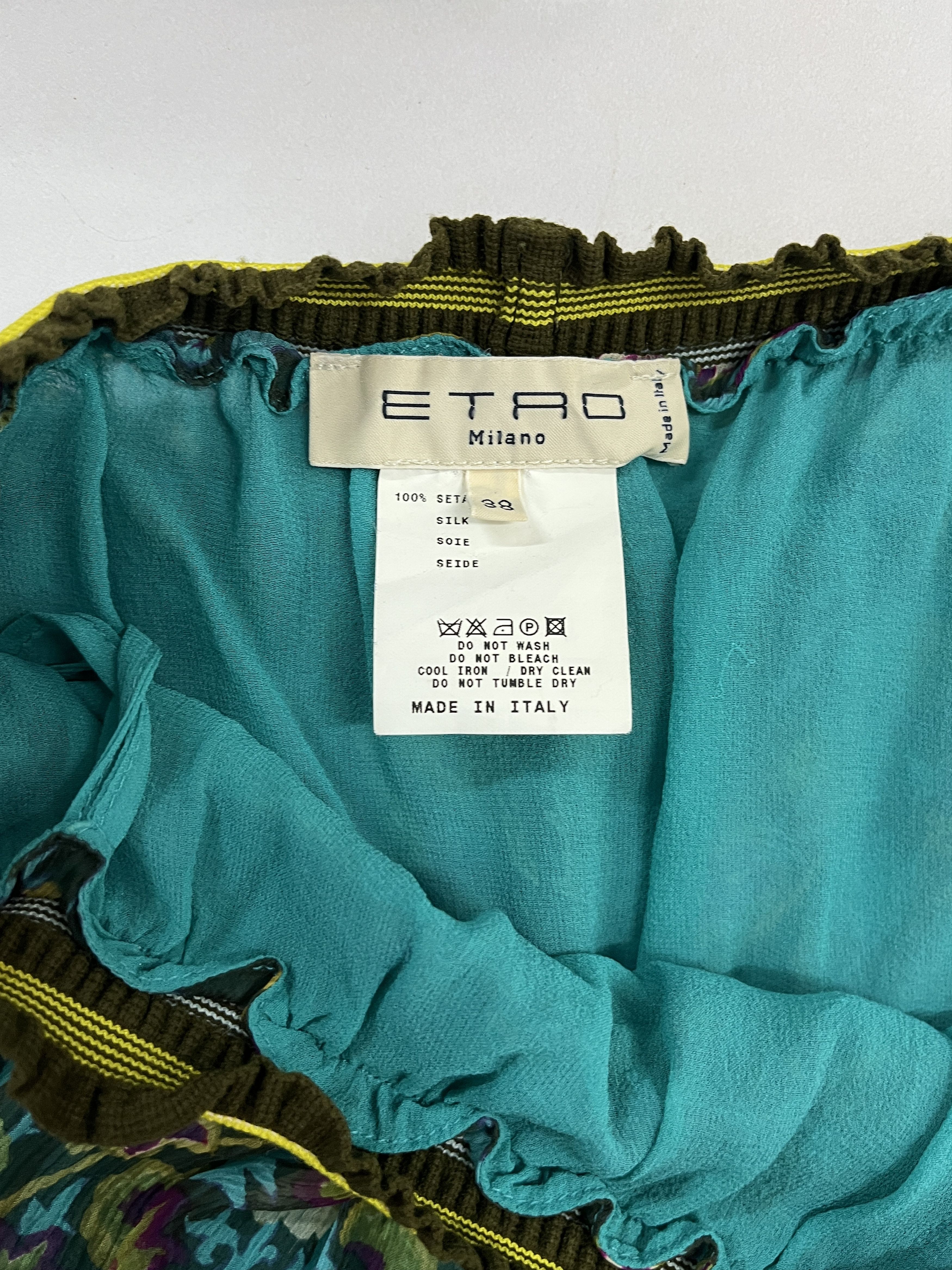 Etro Etro Green Overall Print Silk Skirt Size 26" / US 2 / IT 38 - 3 Thumbnail