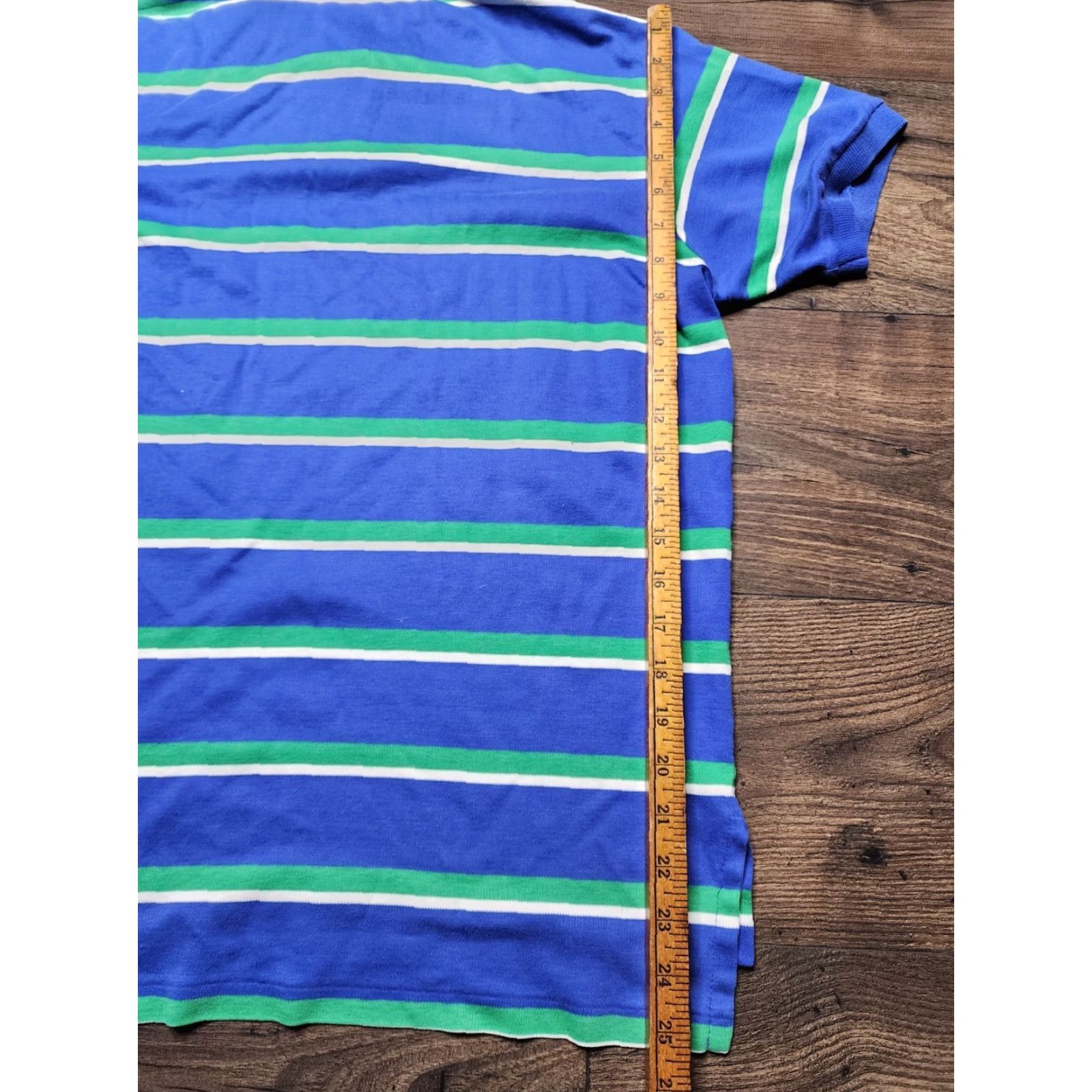 Polo Ralph Lauren VINTAGE Polo Ralph Lauren Shirt Men Large Blue Striped Slim Fit Made In USA Distressed Button Short Sleeve Cotton 100% Logo Embroidered Size US M / EU 48-50 / 2 - 3 Thumbnail