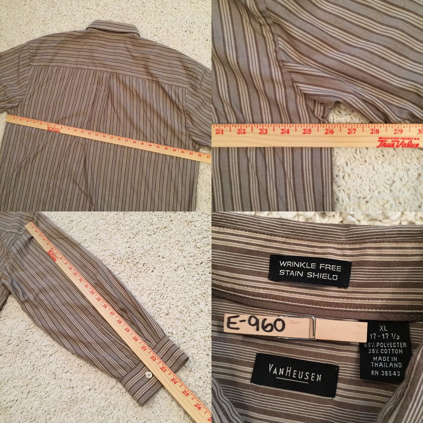 Van Heusen Van Heusen Shirt XL Beige Striped Long Sleeve Button Up Men's Size US XL / EU 56 / 4 - 8 Thumbnail