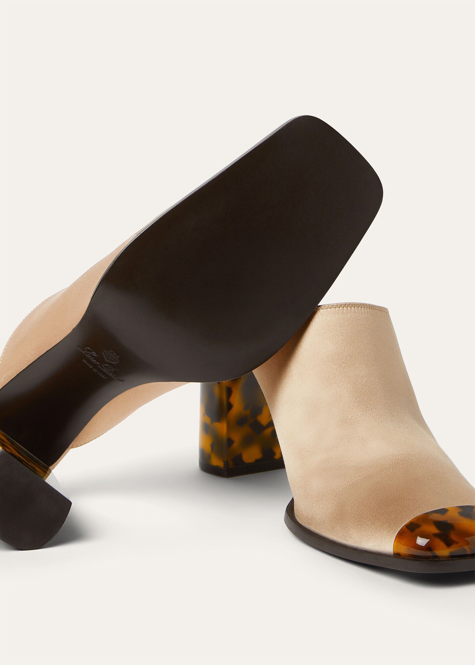 Loro Piana os11x0326 FAR1163 Alba Heeled Mules in Vanilla Gleam Size US 7 / IT 37 - 6 Thumbnail