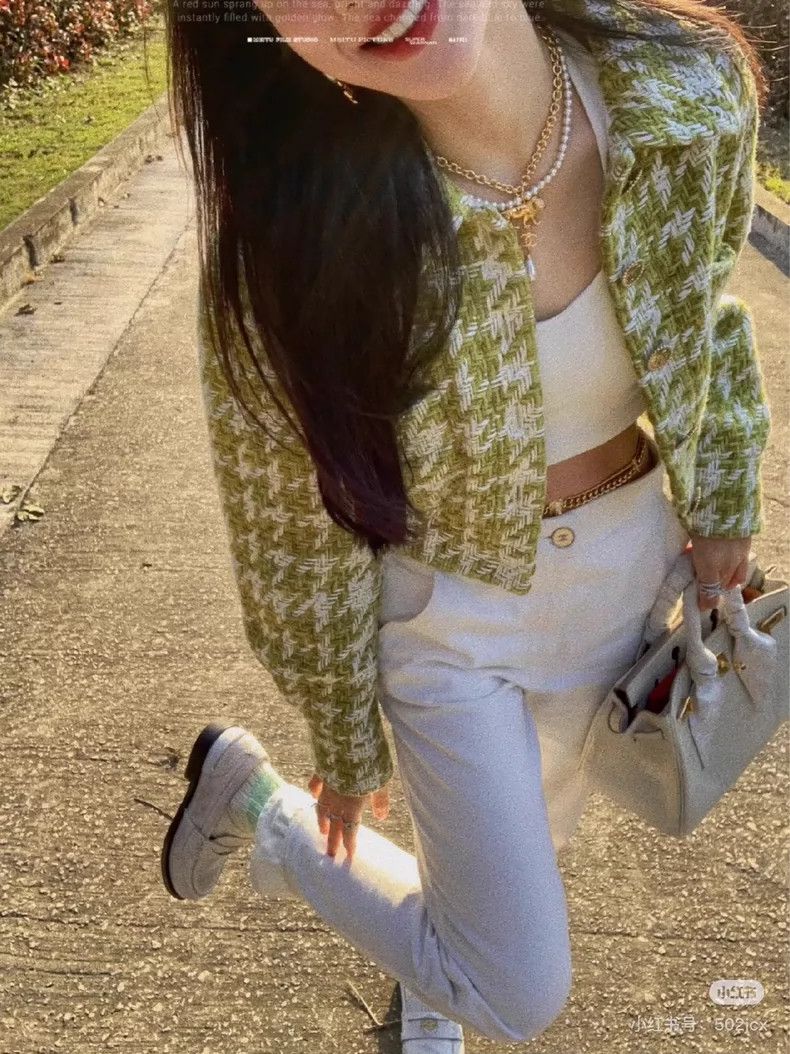 Chanel Chanel Yellow and green soft thousand-bird checkered jacke Size S / US 4 / IT 40 - 7 Thumbnail