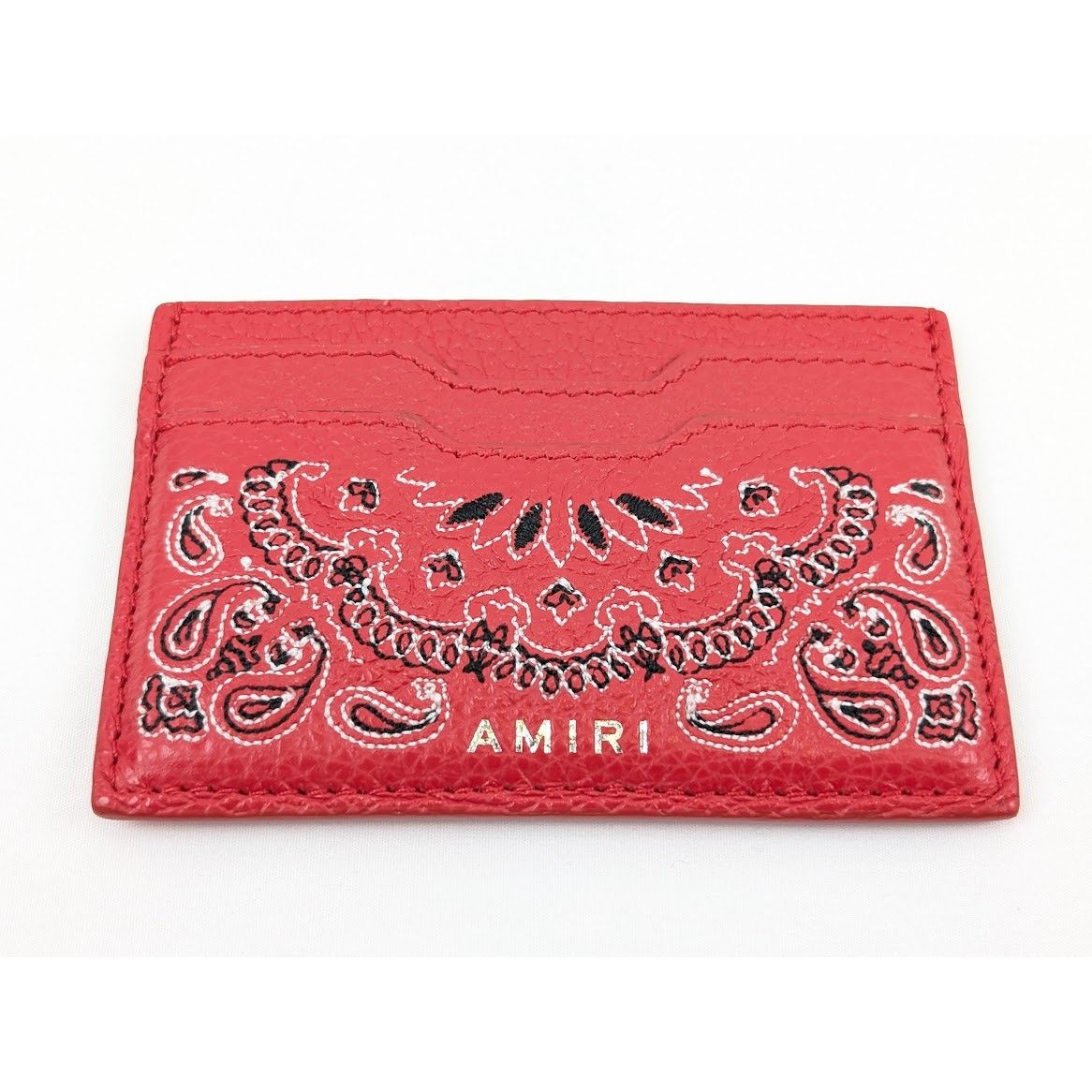 Amiri o1rshd1 Size: OS / Leather Bandana Card Holder in Red Size ONE SIZE - 5 Thumbnail