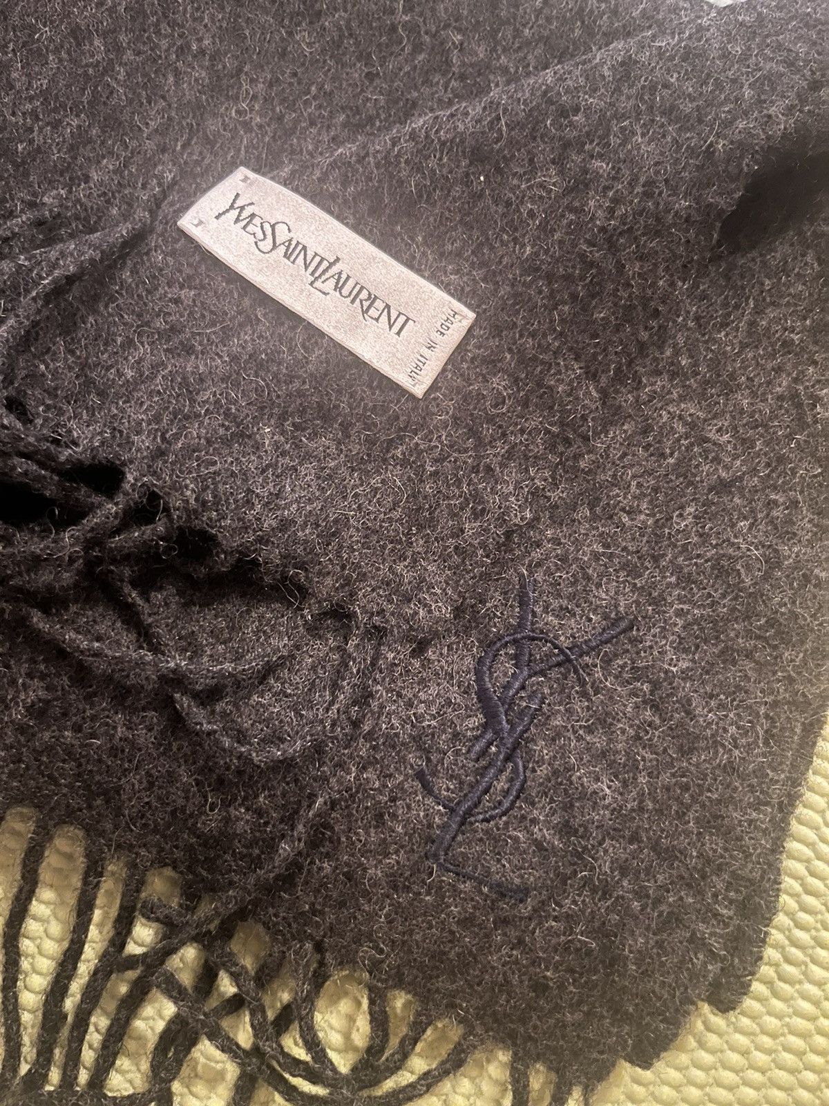 Yves Saint Laurent YSL Black Cashmere Scarf Size ONE SIZE - 2 Thumbnail