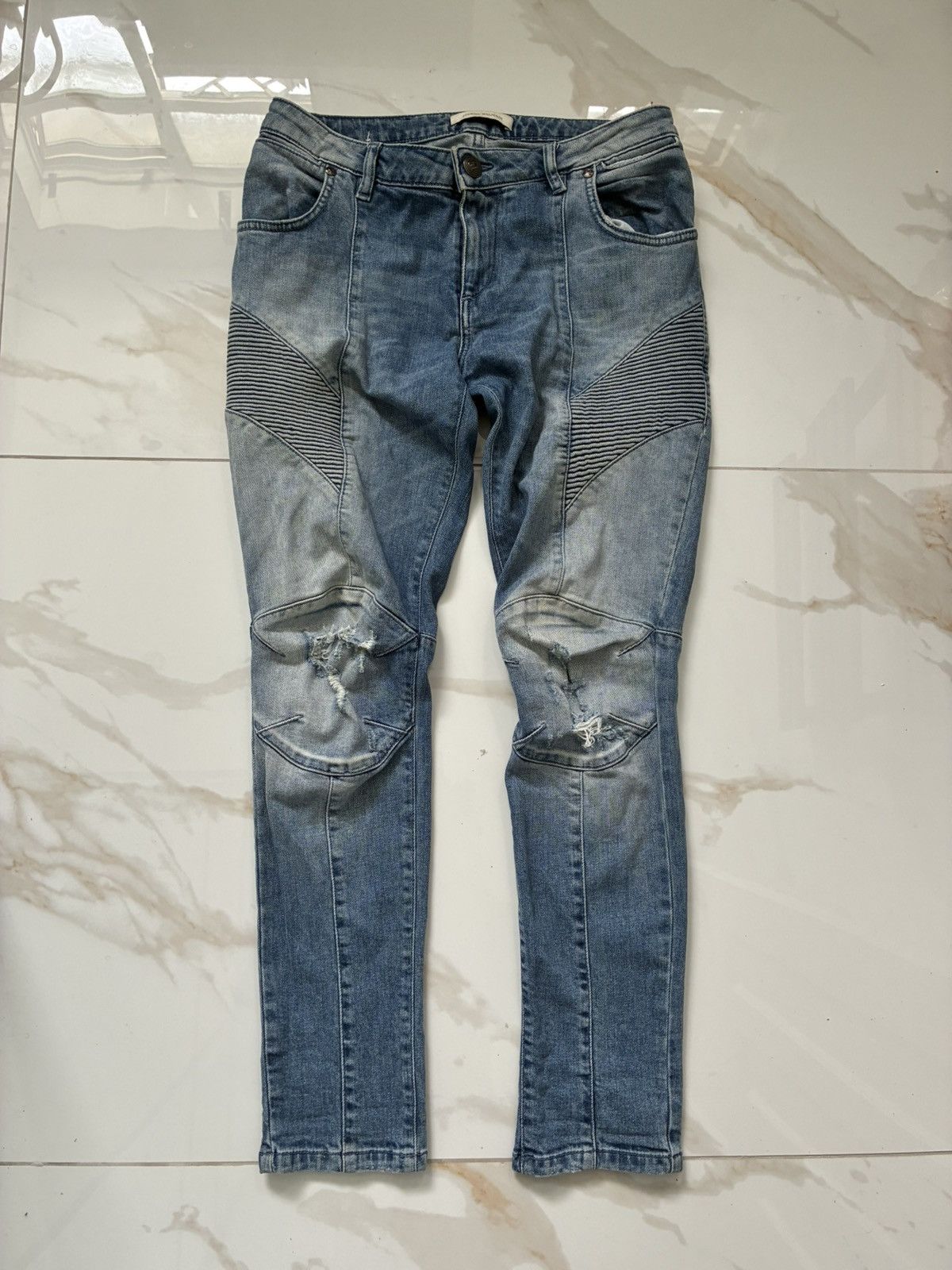 Balmain Pierre Decarnin Style Biker Jeans