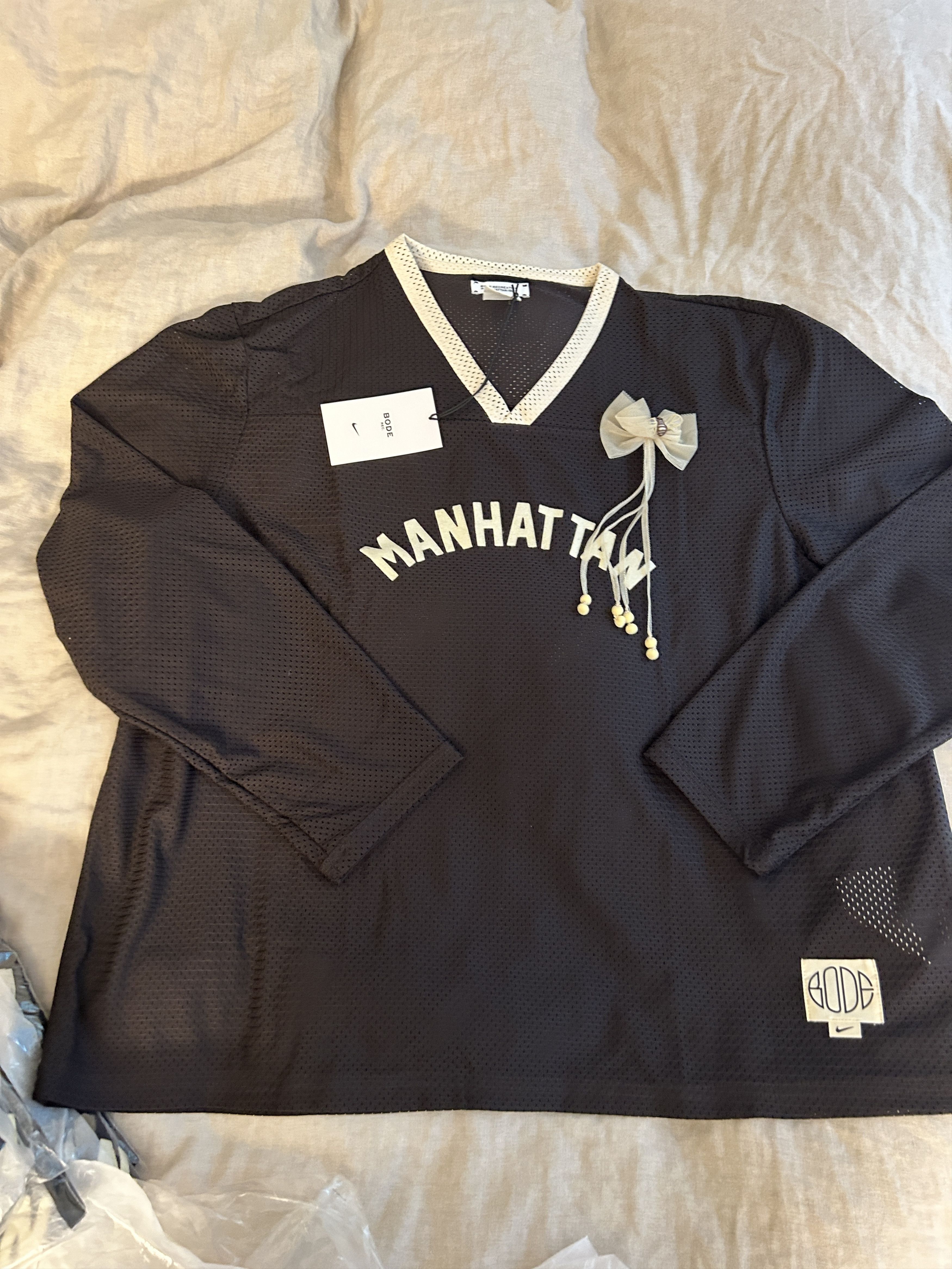 image of Bode Mesh Jersey In Shadow Brown 'manhattan', Men's (Size Large)
