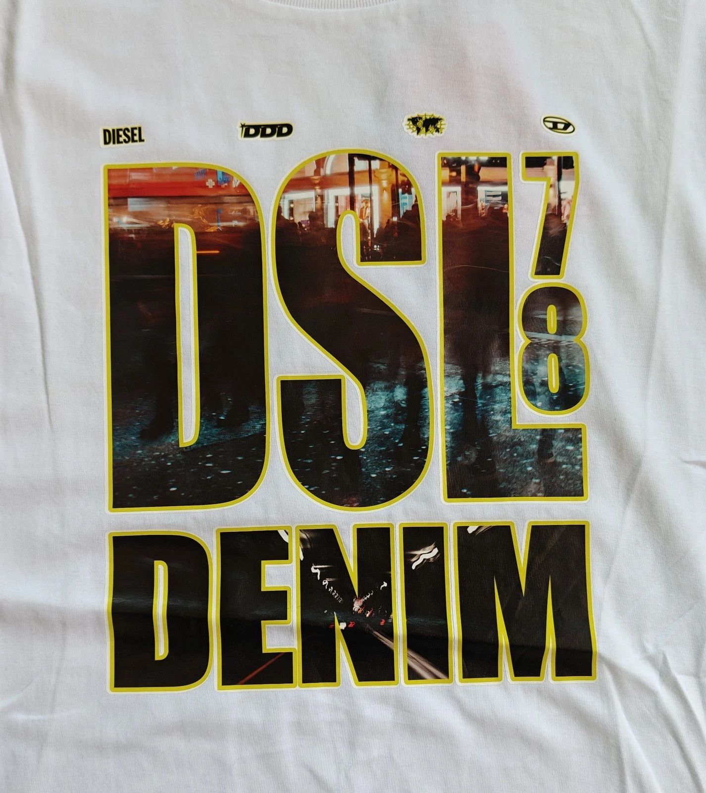 Diesel DIESEL White T-shirt with DSL 78 Denim print T 4171 Size US S / EU 44-46 / 1 - 4 Thumbnail