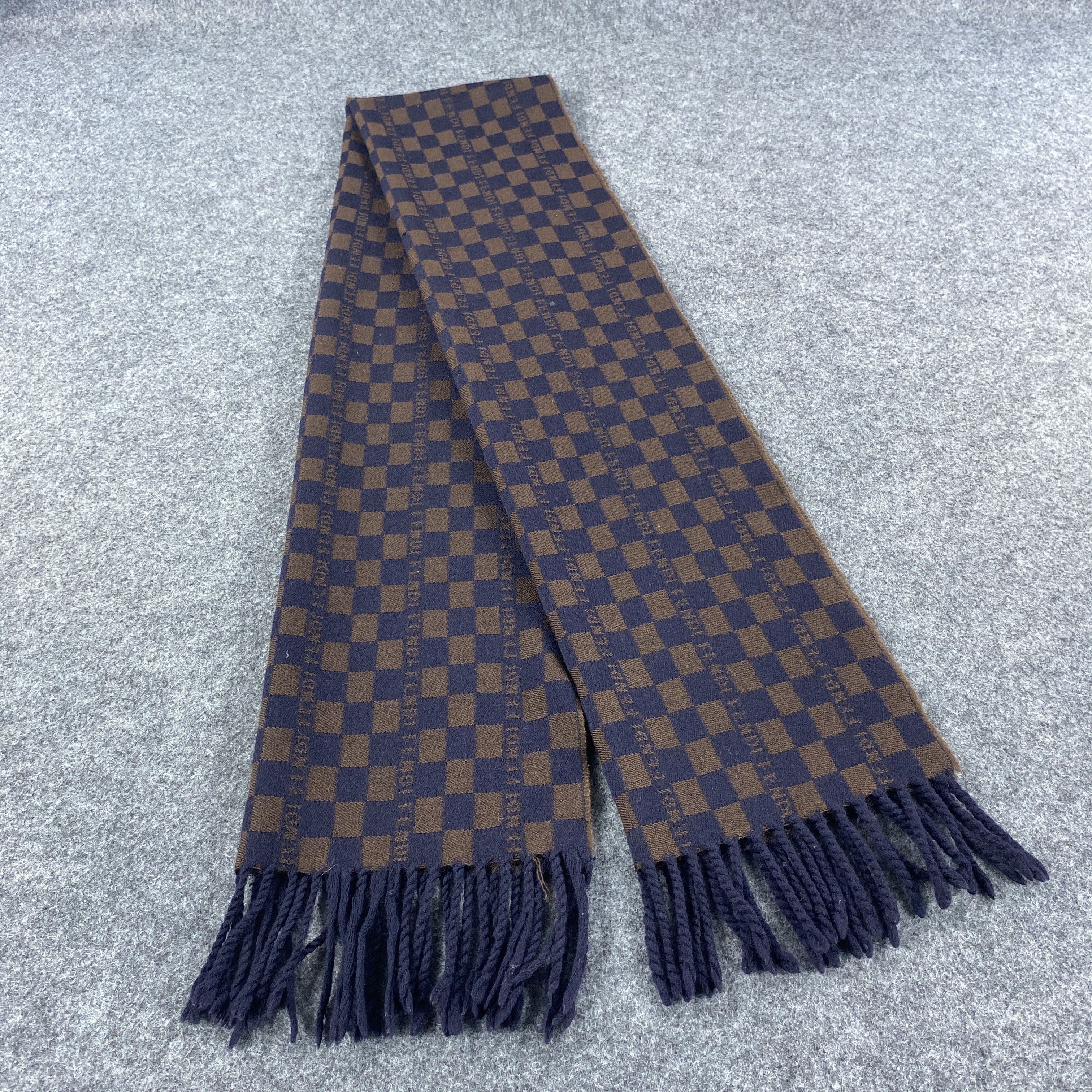 Fendi × Vintage GF10495 Fendi Checkerboard Scarf Neck Wear Muffler Size ONE SIZE - 1 Thumbnail